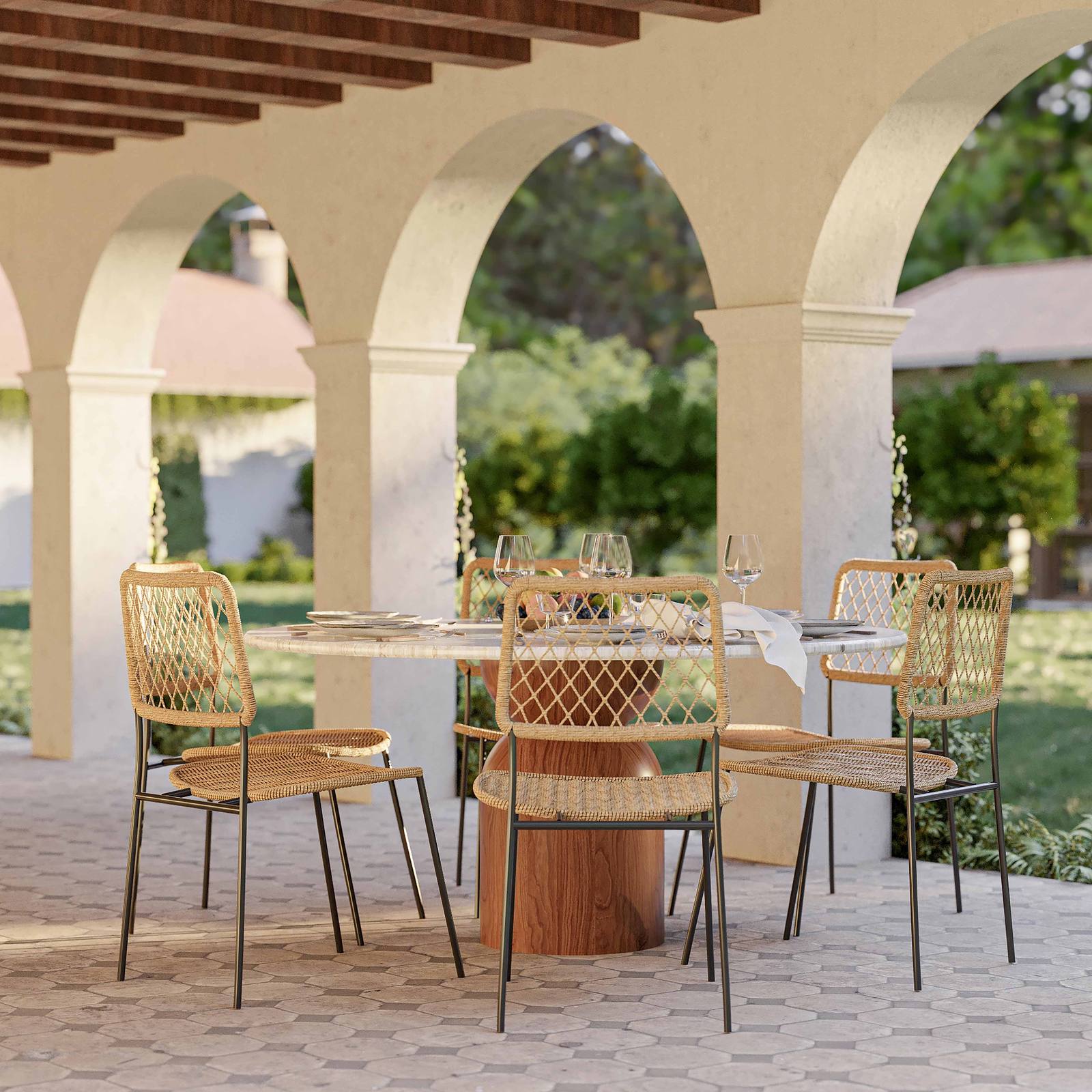 Cynthia Travertine Concrete Indoor / Outdoor 54 inch Round Dining Table - Image 2