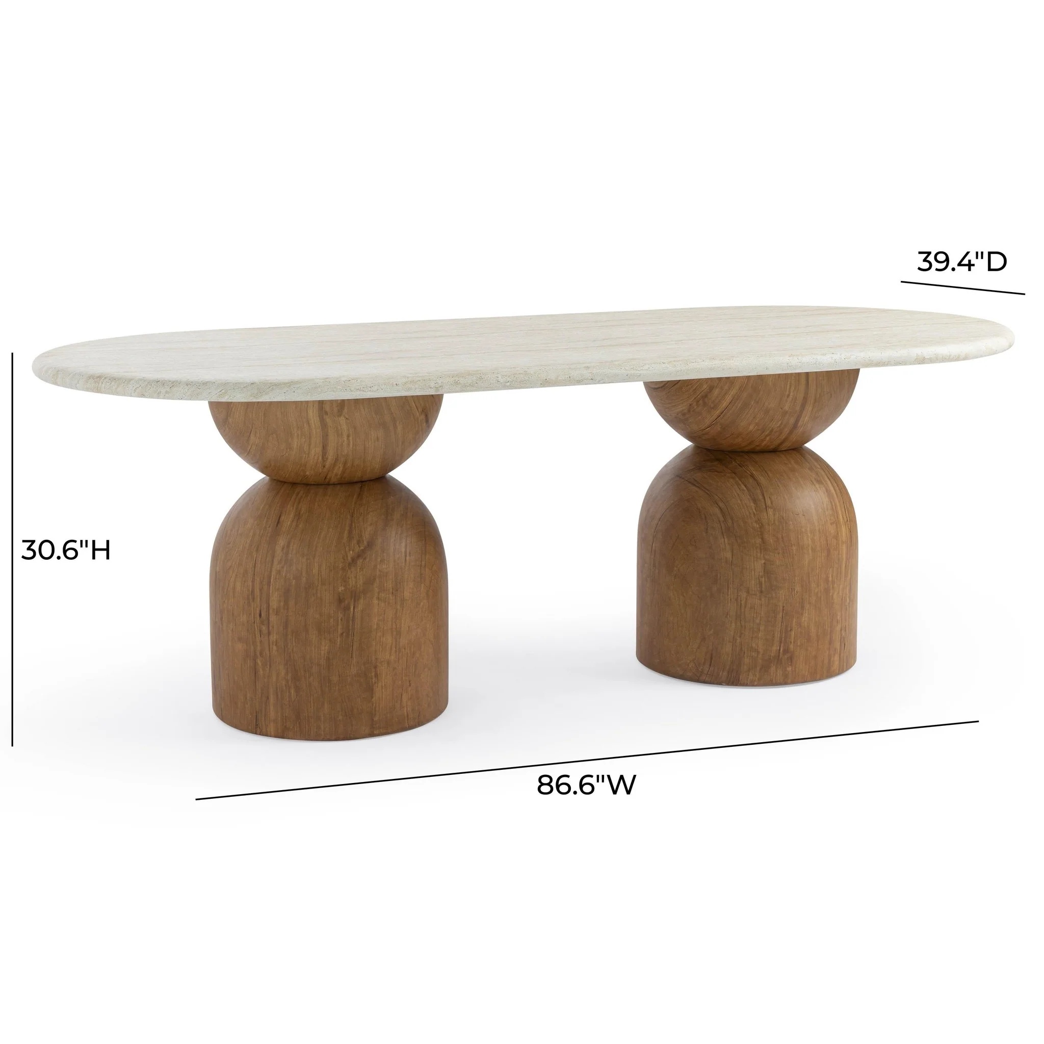 Cynthia Travertine Concrete Indoor / Outdoor 87 inch Long Dining Table - Image 6