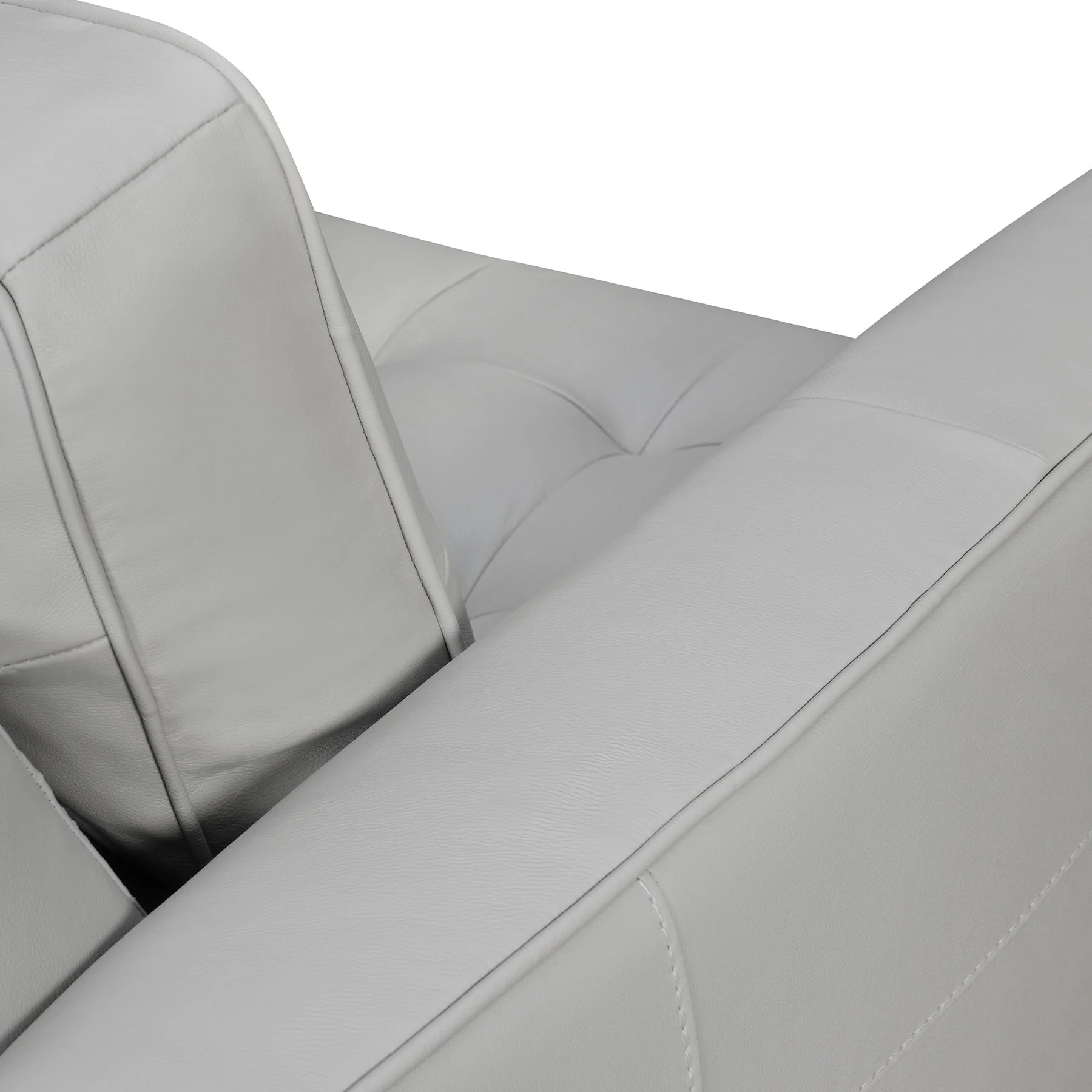 Daeson 86" Mid-Century Modern Dove Gray Genuine Leather Square Arm Sofa - Image 5