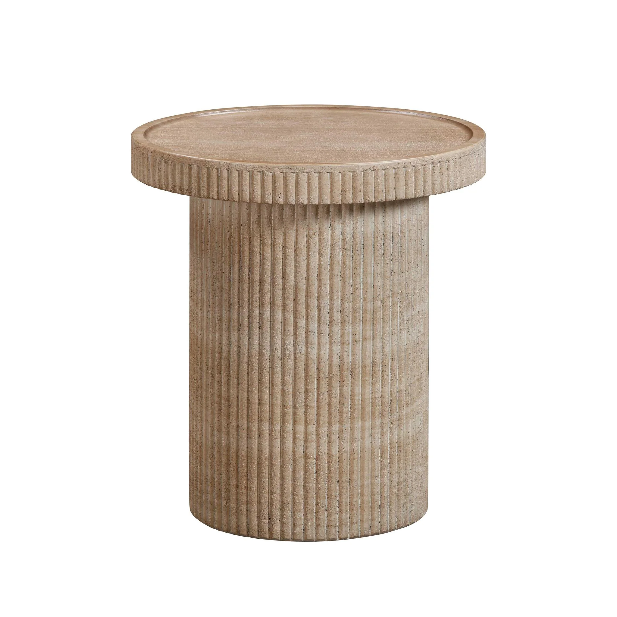 Darcy Faux Travertine Concrete Side Table - Image 3