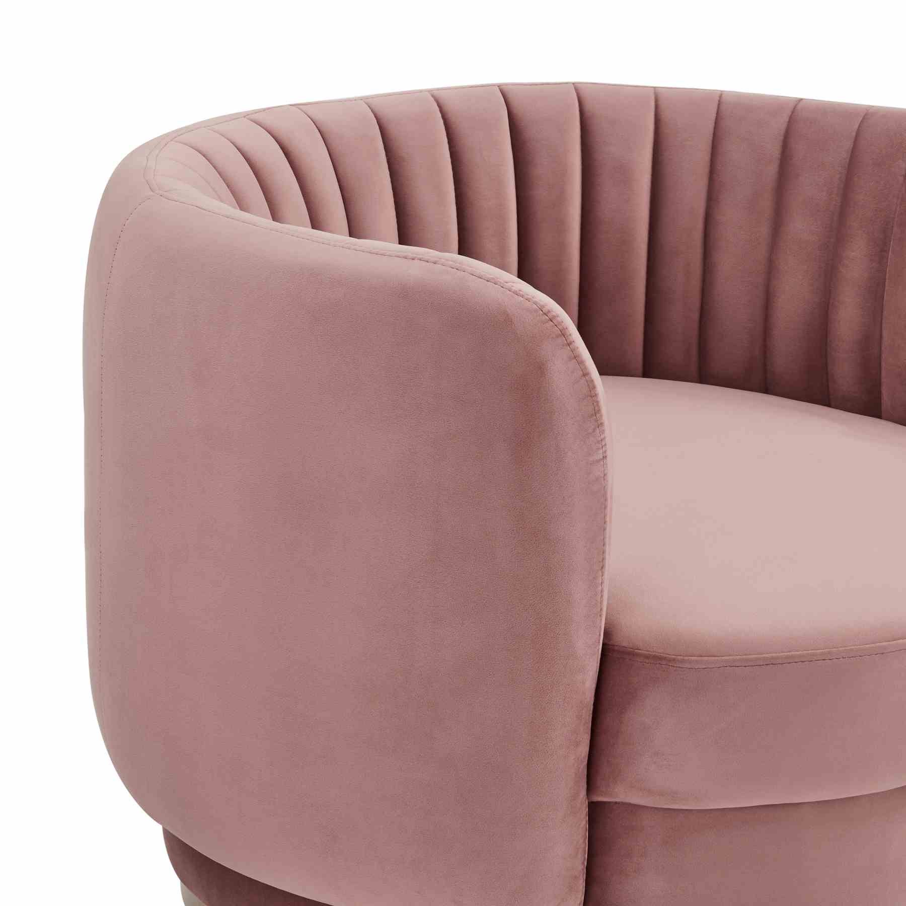 Davy Blush Velvet Swivel Accent Chair with Gold Base - Image 4