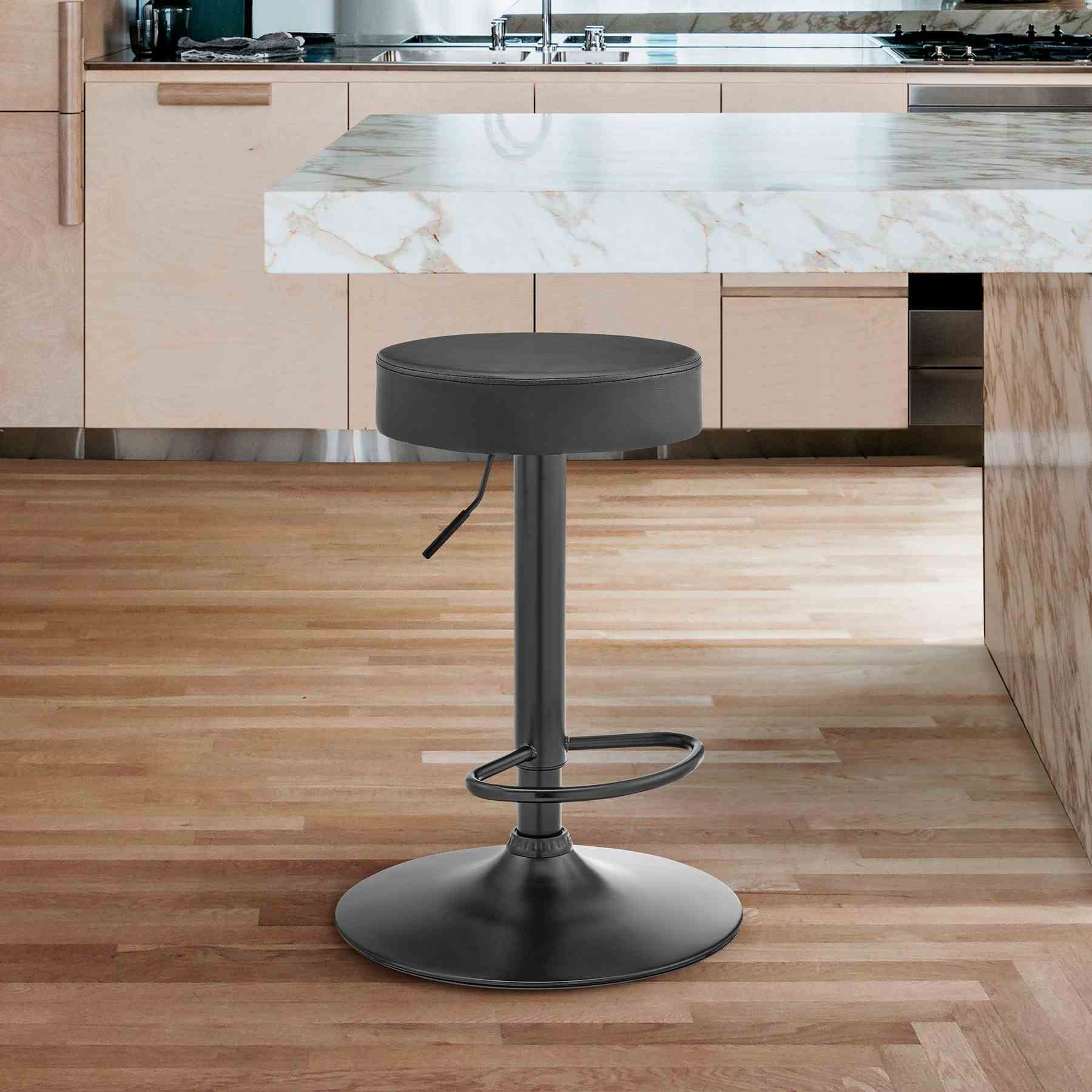Dax Backless Dark Gray Faux Leather Adjustable Height Bar Stool - Image 9
