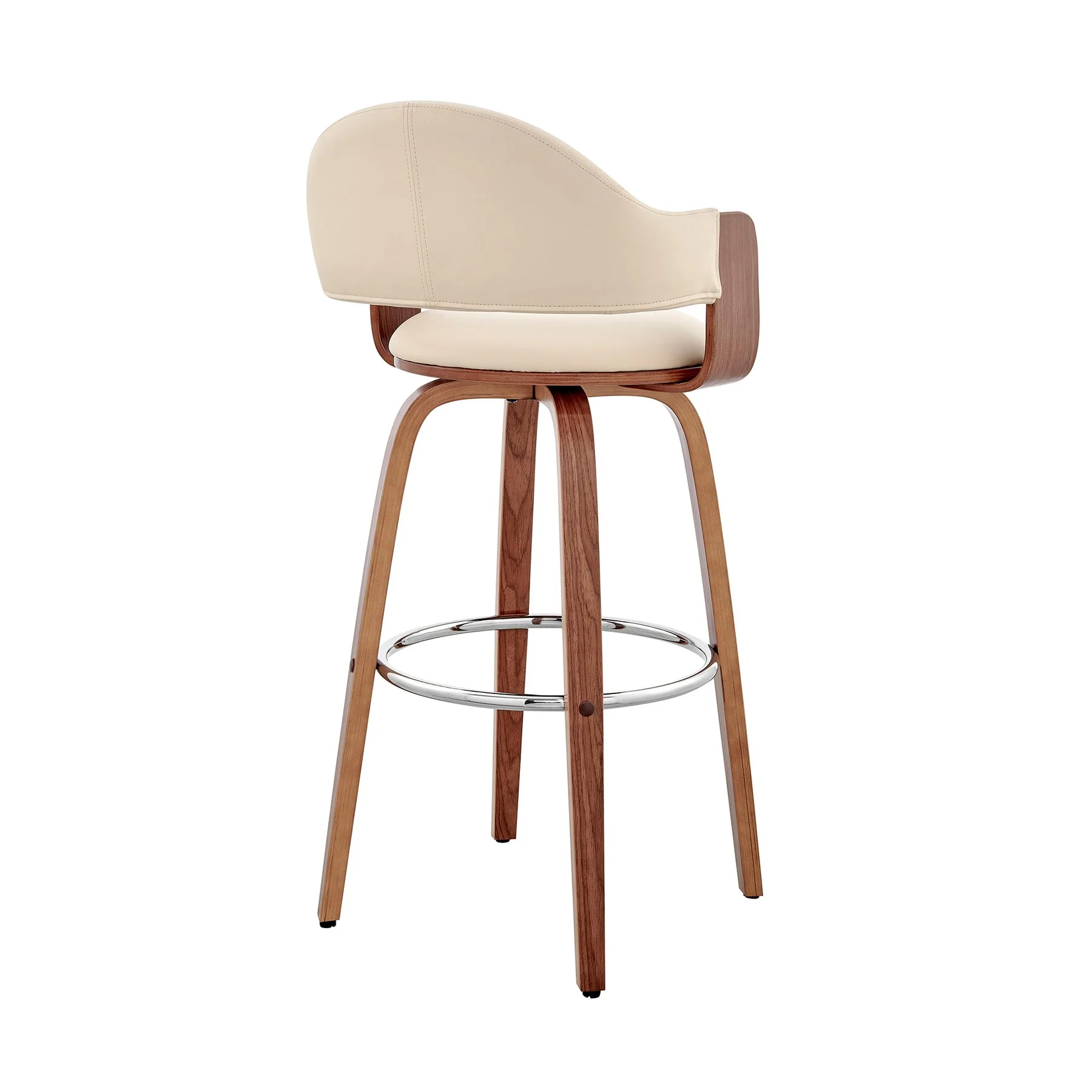 Daxton 30" Cream Faux Leather and Walnut Wood Bar Stool - Image 4