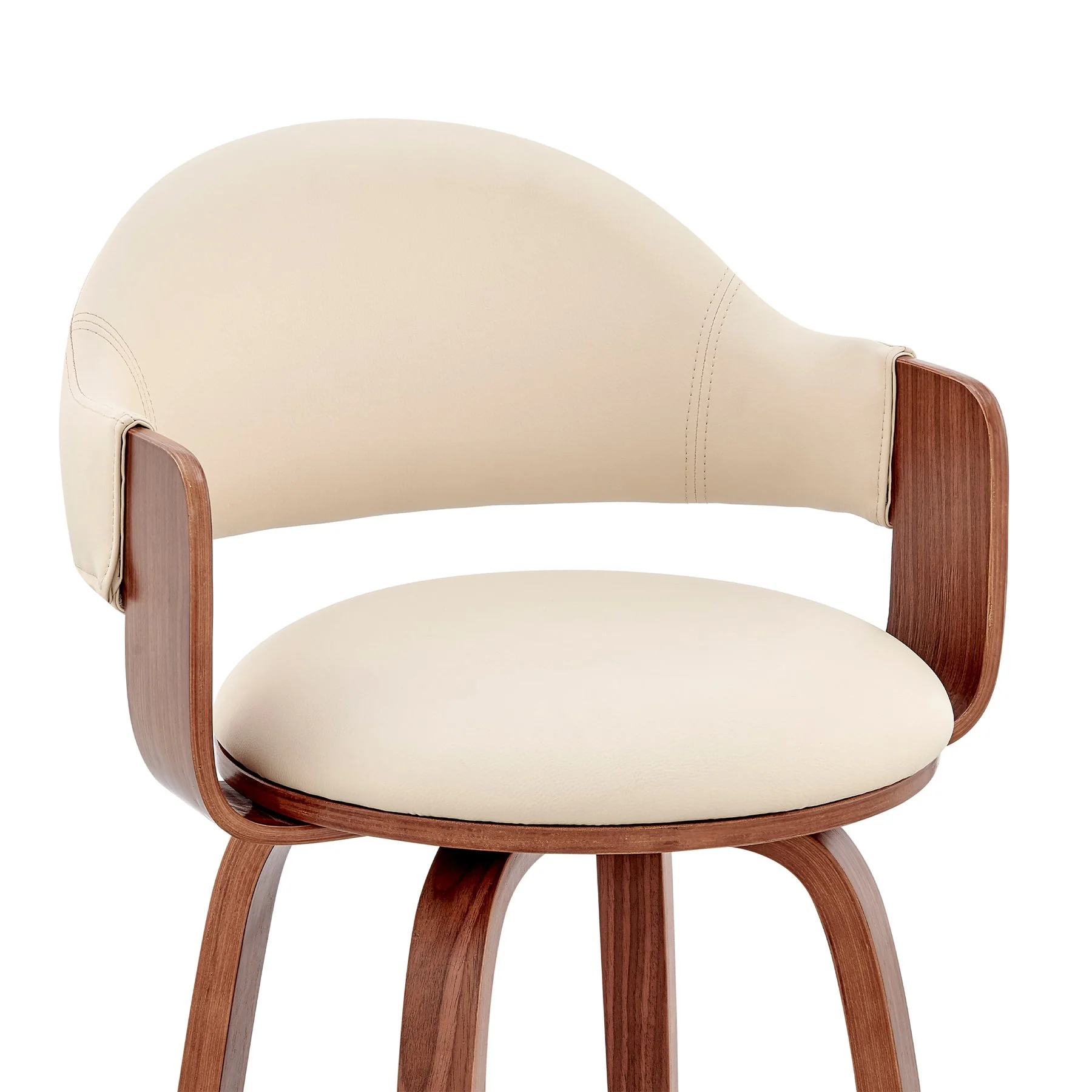Daxton 30" Cream Faux Leather and Walnut Wood Bar Stool - Image 6