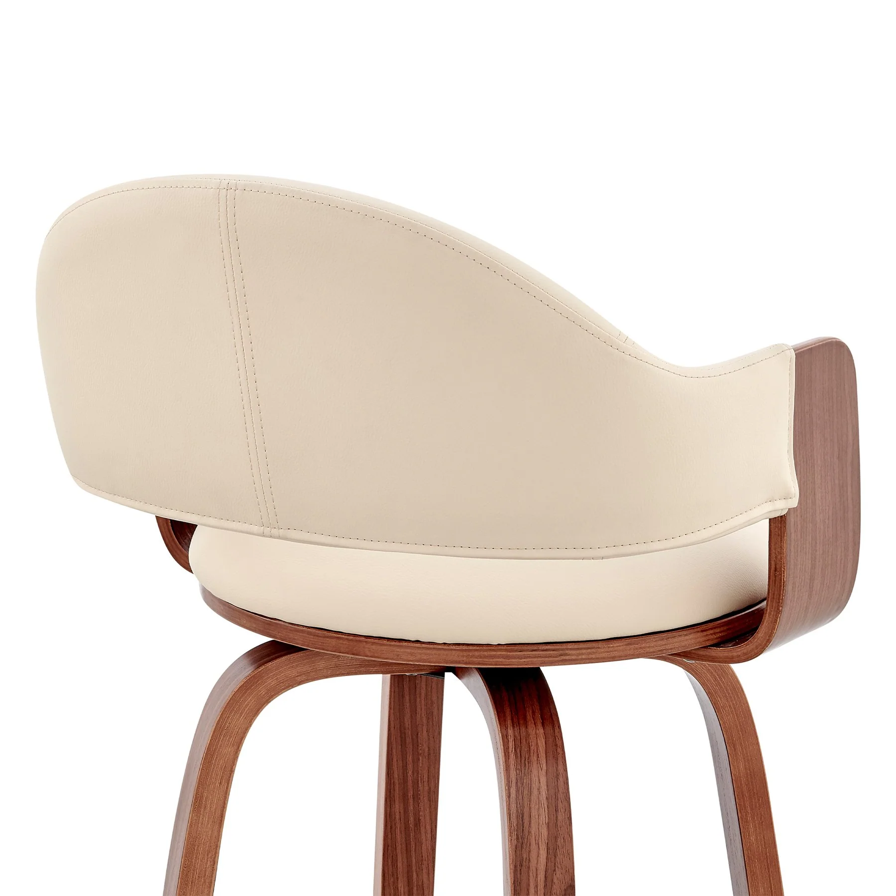 Daxton 30" Cream Faux Leather and Walnut Wood Bar Stool - Image 7