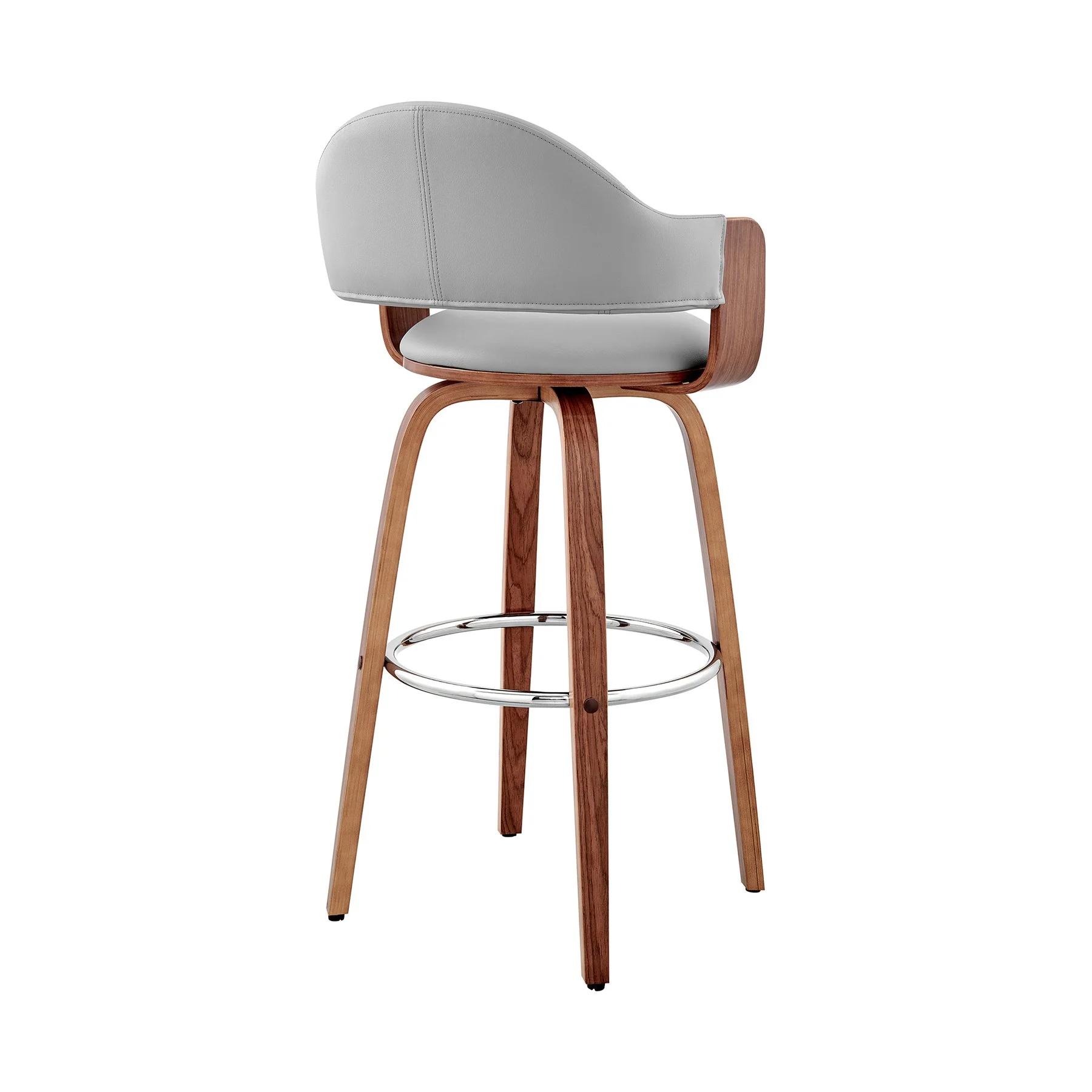 Daxton 30" Gray Faux Leather and Walnut Wood Bar Stool - Image 4