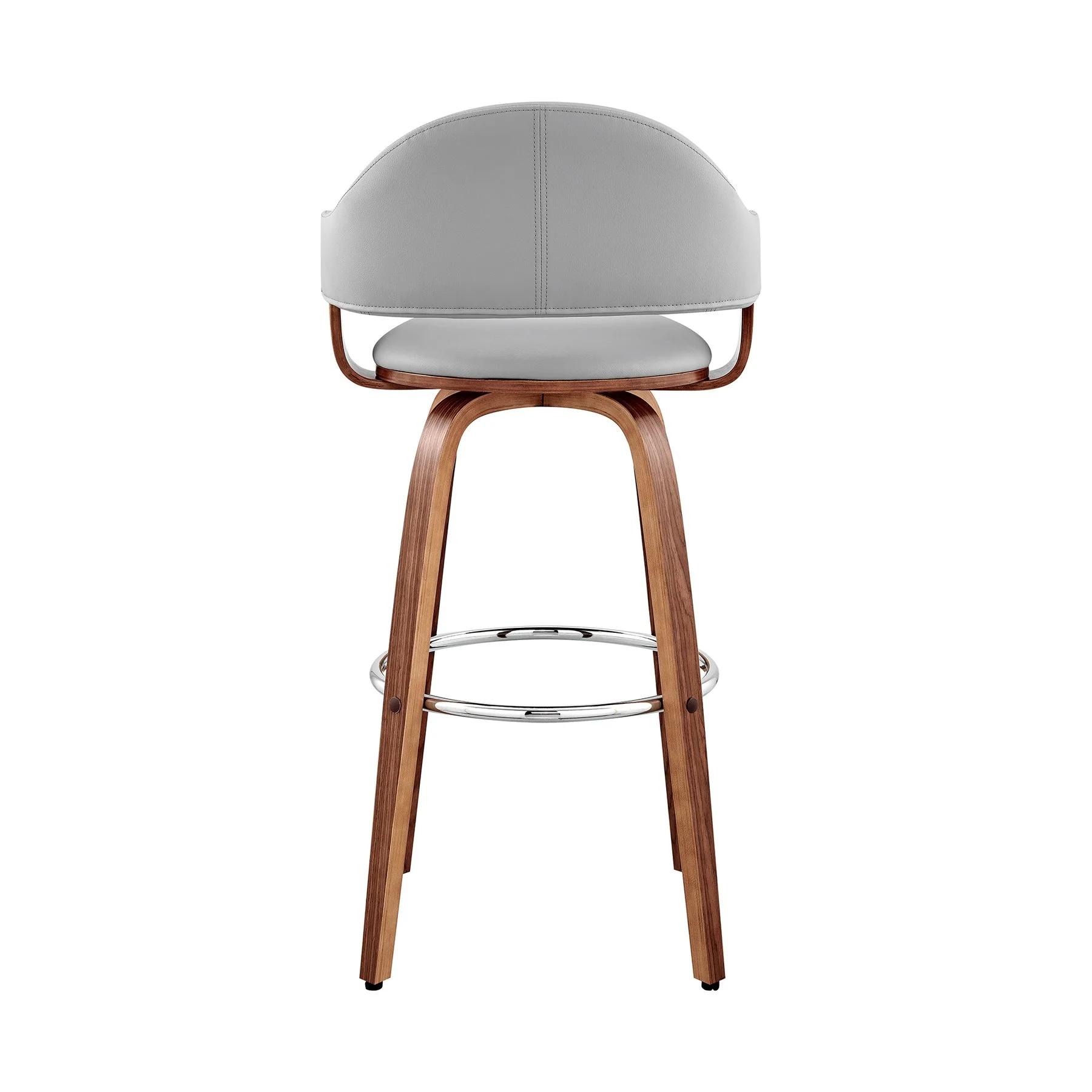 Daxton 30" Gray Faux Leather and Walnut Wood Bar Stool - Image 5