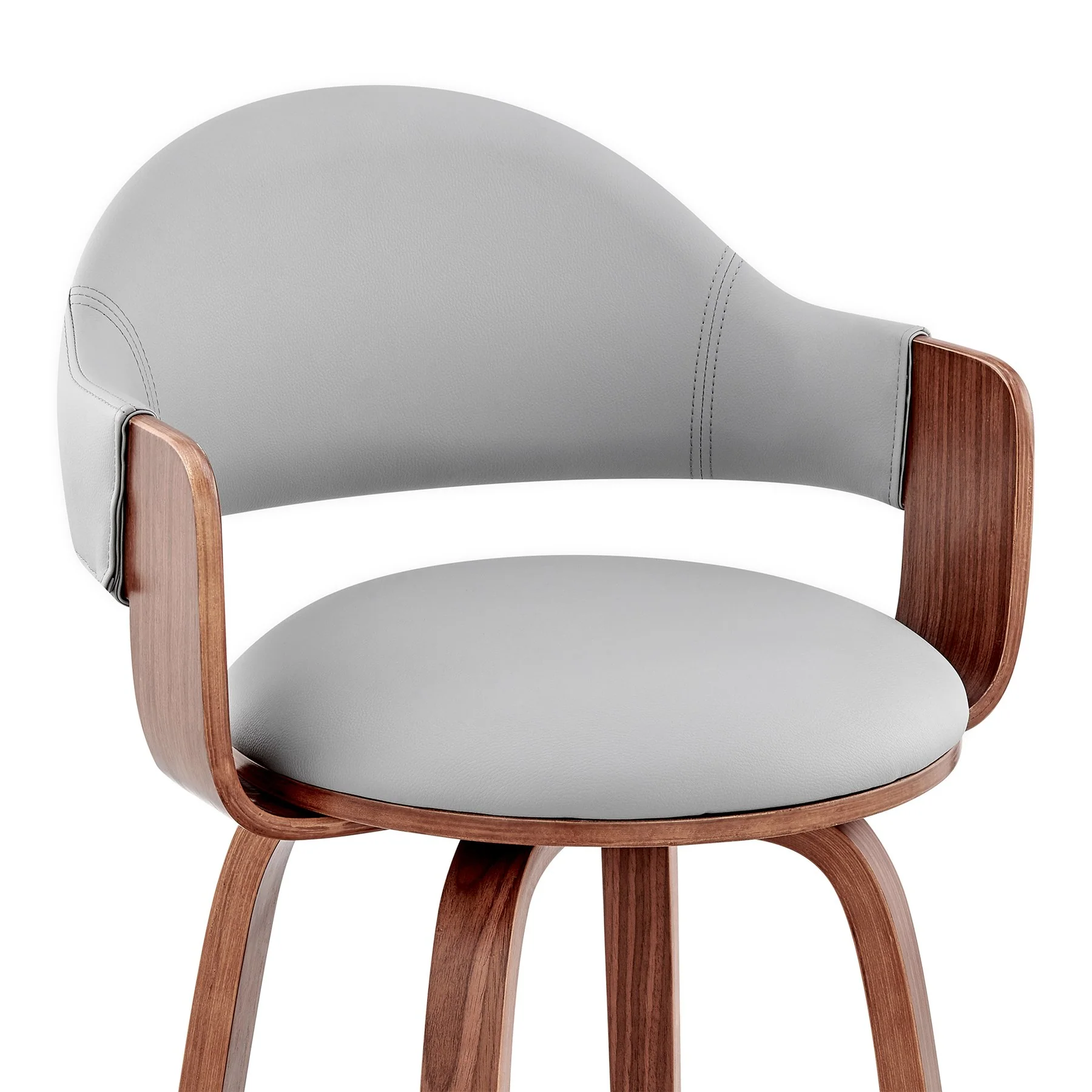 Daxton 30" Gray Faux Leather and Walnut Wood Bar Stool - Image 6