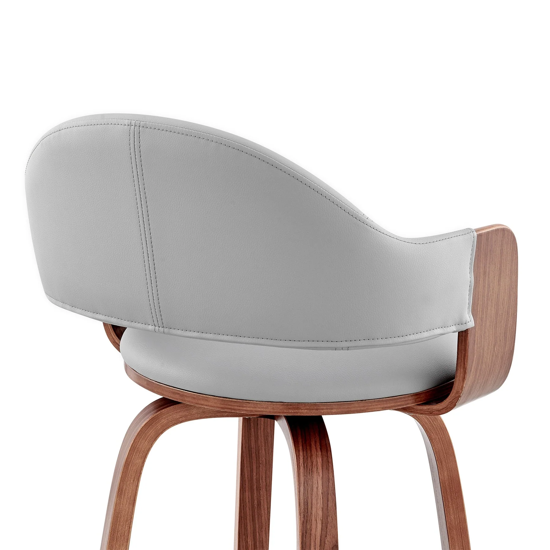 Daxton 30" Gray Faux Leather and Walnut Wood Bar Stool - Image 7
