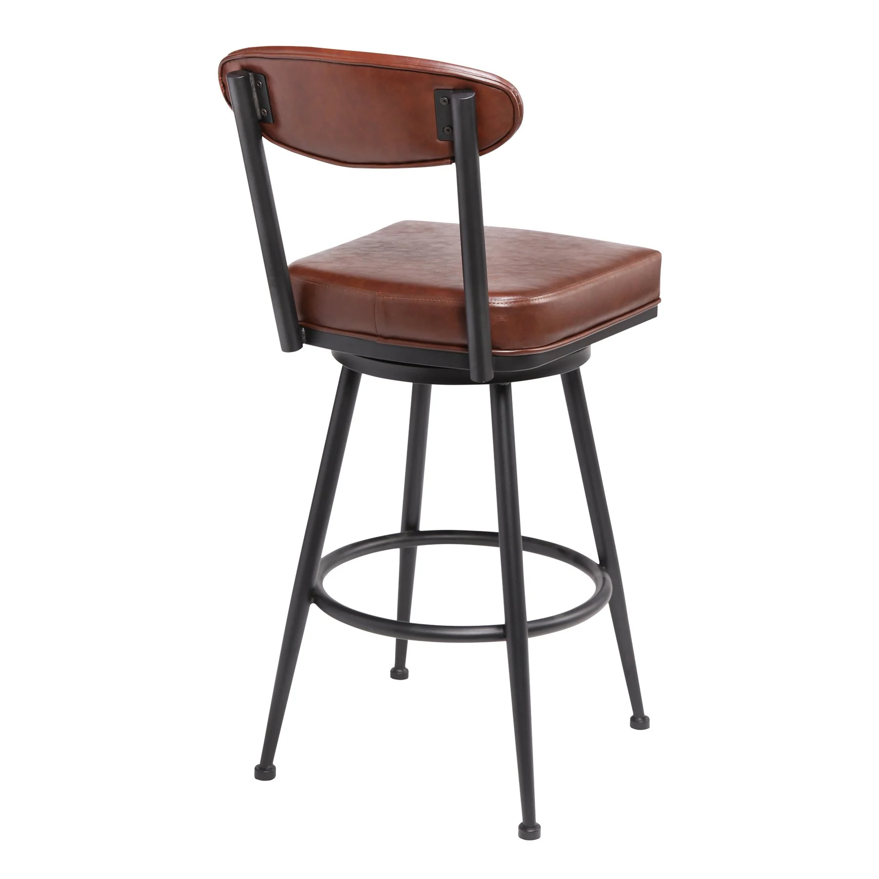Denver Contemporary 30" Bar Height Barstool in Black Finish and Vintage Coffee Faux Leather - Image 2