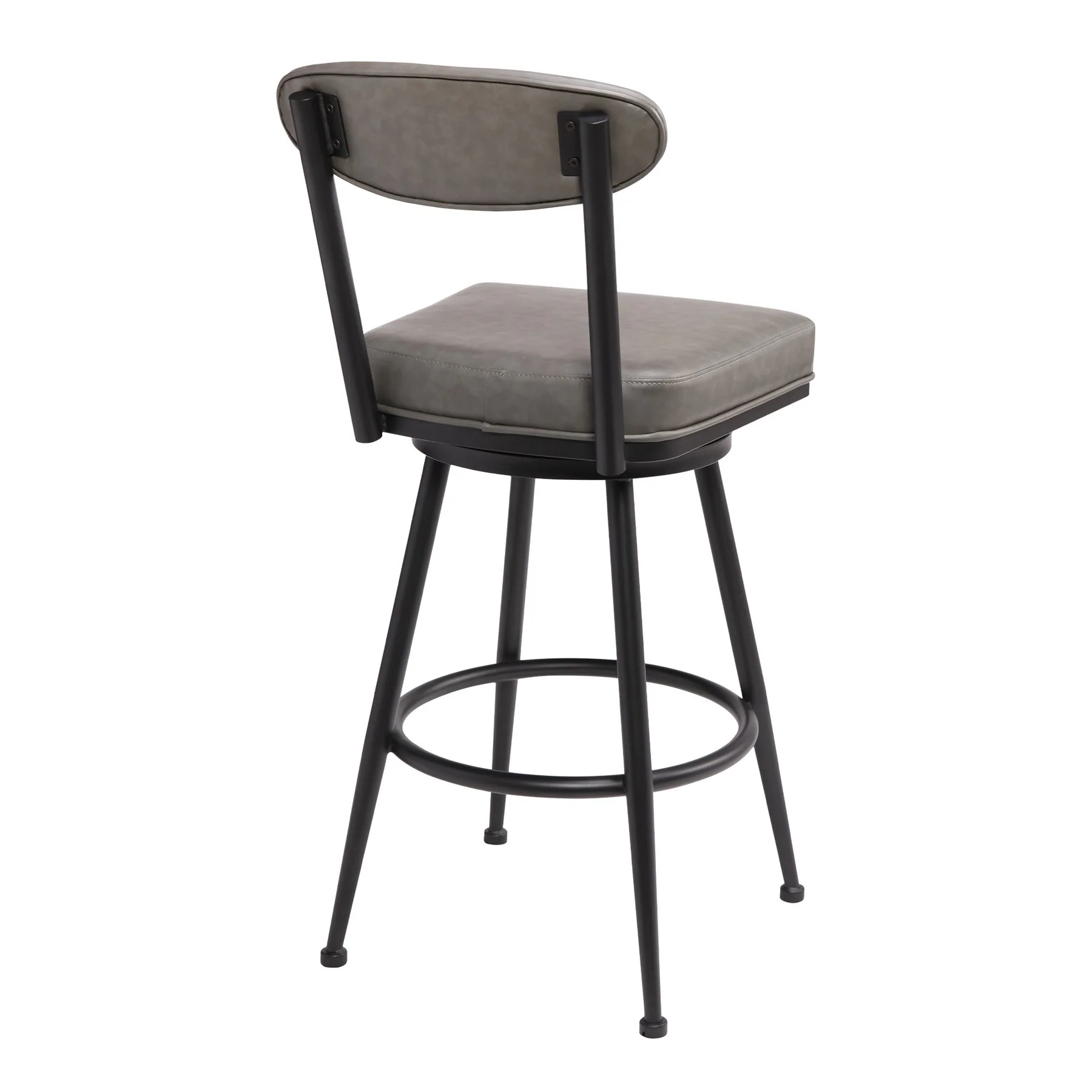 Denver Contemporary 30" Bar Height Barstool in Black Finish and Vintage Gray Faux Leather