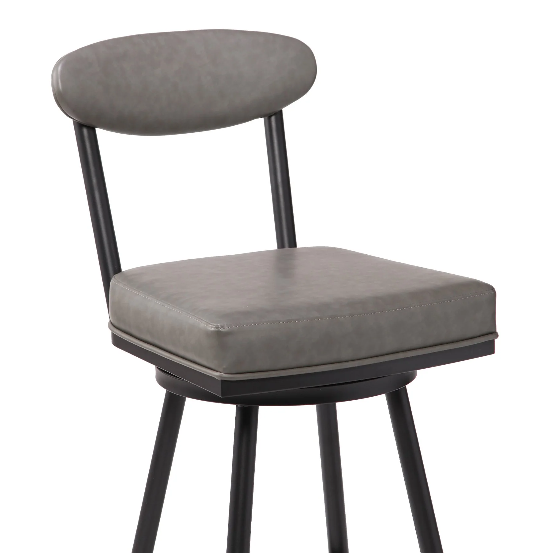 Denver Contemporary 30" Bar Height Barstool in Black Finish and Vintage Gray Faux Leather - Image 2