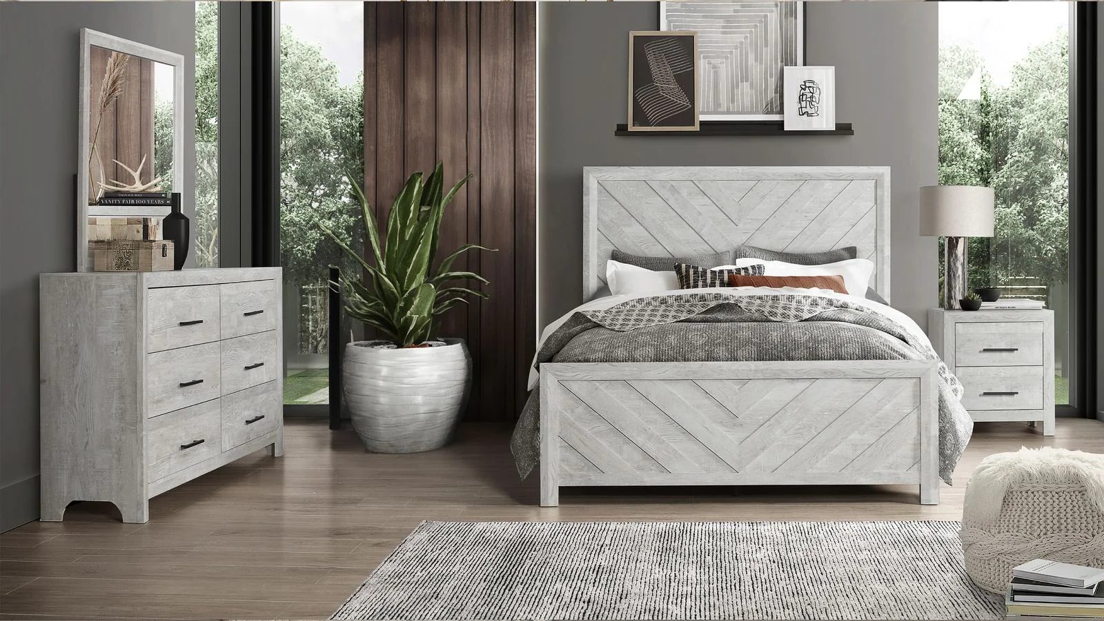 Denver King 4 Pc Bedroom Set Rustic Natural