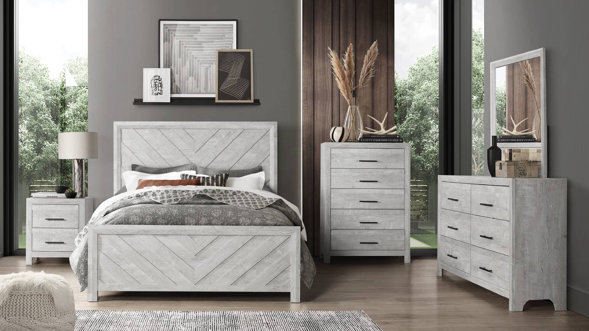 Denver Queen 5 Pc Bedroom Set Rustic Natural
