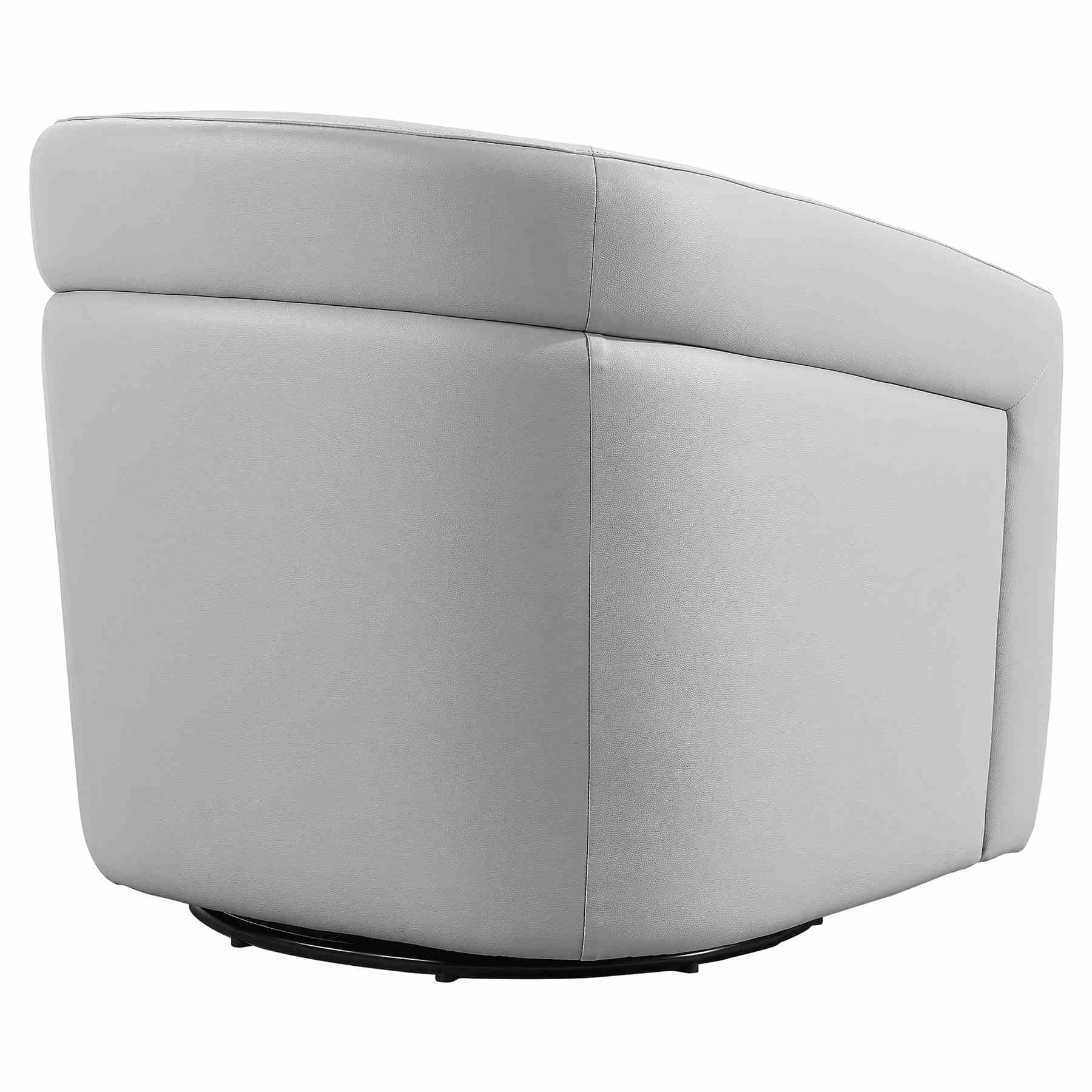 Desi Contemporary Swivel Accent Chair in Dove Gray Genuine Leather - Image 3
