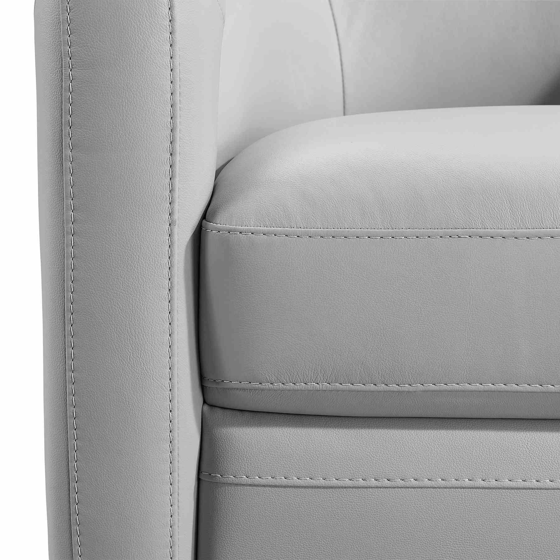 Desi Contemporary Swivel Accent Chair in Dove Gray Genuine Leather - Image 7