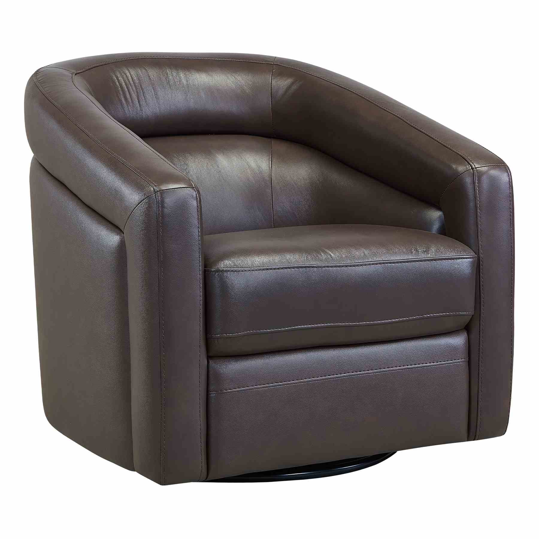 Desi Contemporary Swivel Accent Chair in Espresso Genuine Leather