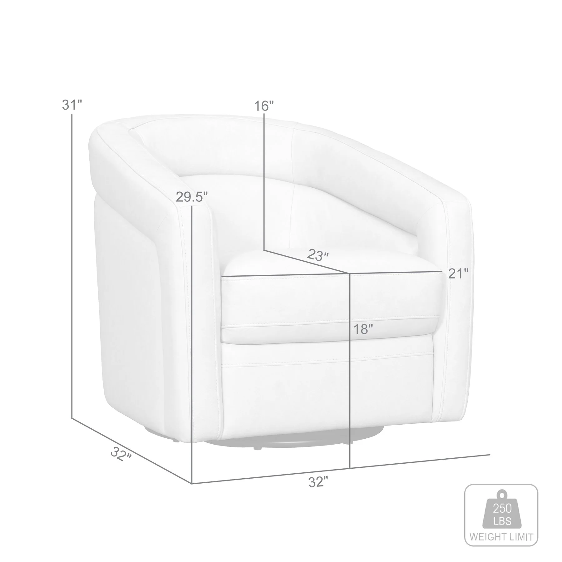 Desi Sky Blue Leather Swivel Accent Chair - Image 8