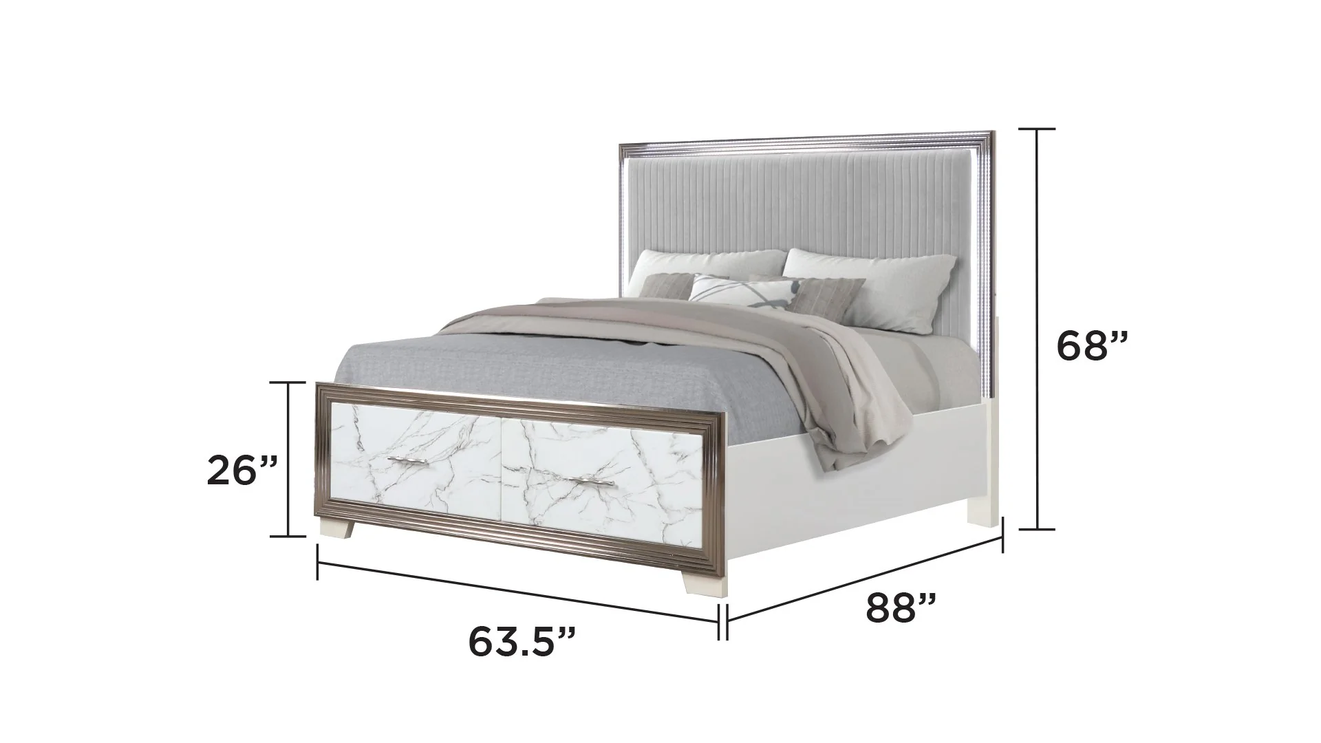 Desire Queen 4PC Bedroom Set White - Image 3