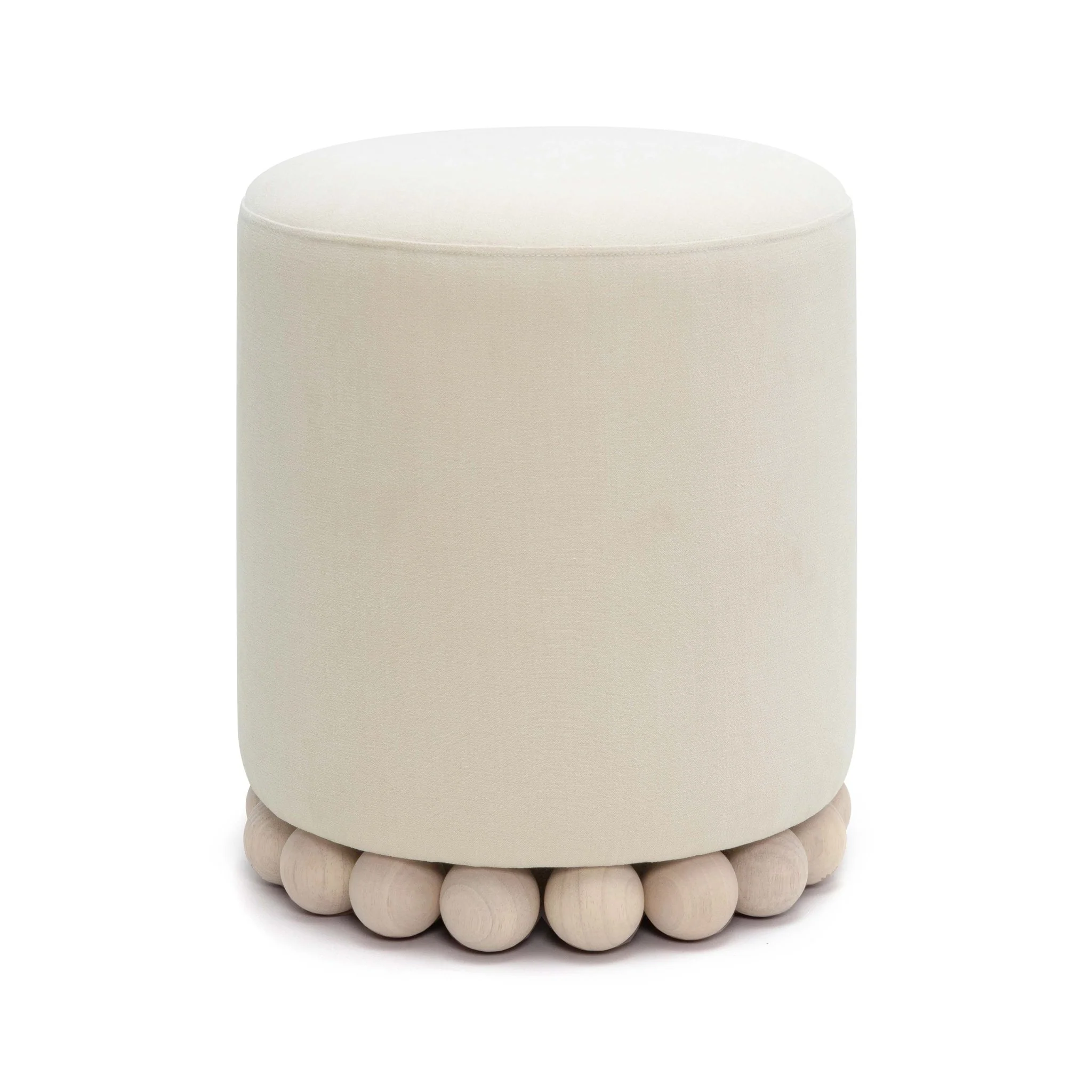 Dex Cream Upcycled Fabric Ottoman