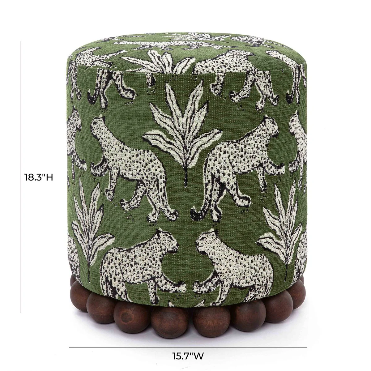 Dex Olive Green Leopard Jacquard Ottoman - Image 5