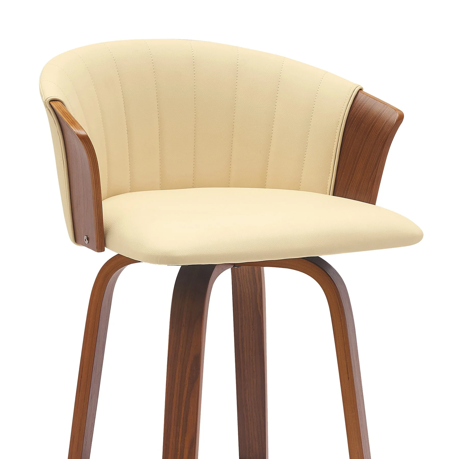 Diana 26" Swivel Walnut Wood Counter Stool in Cream Faux Leather - Image 4