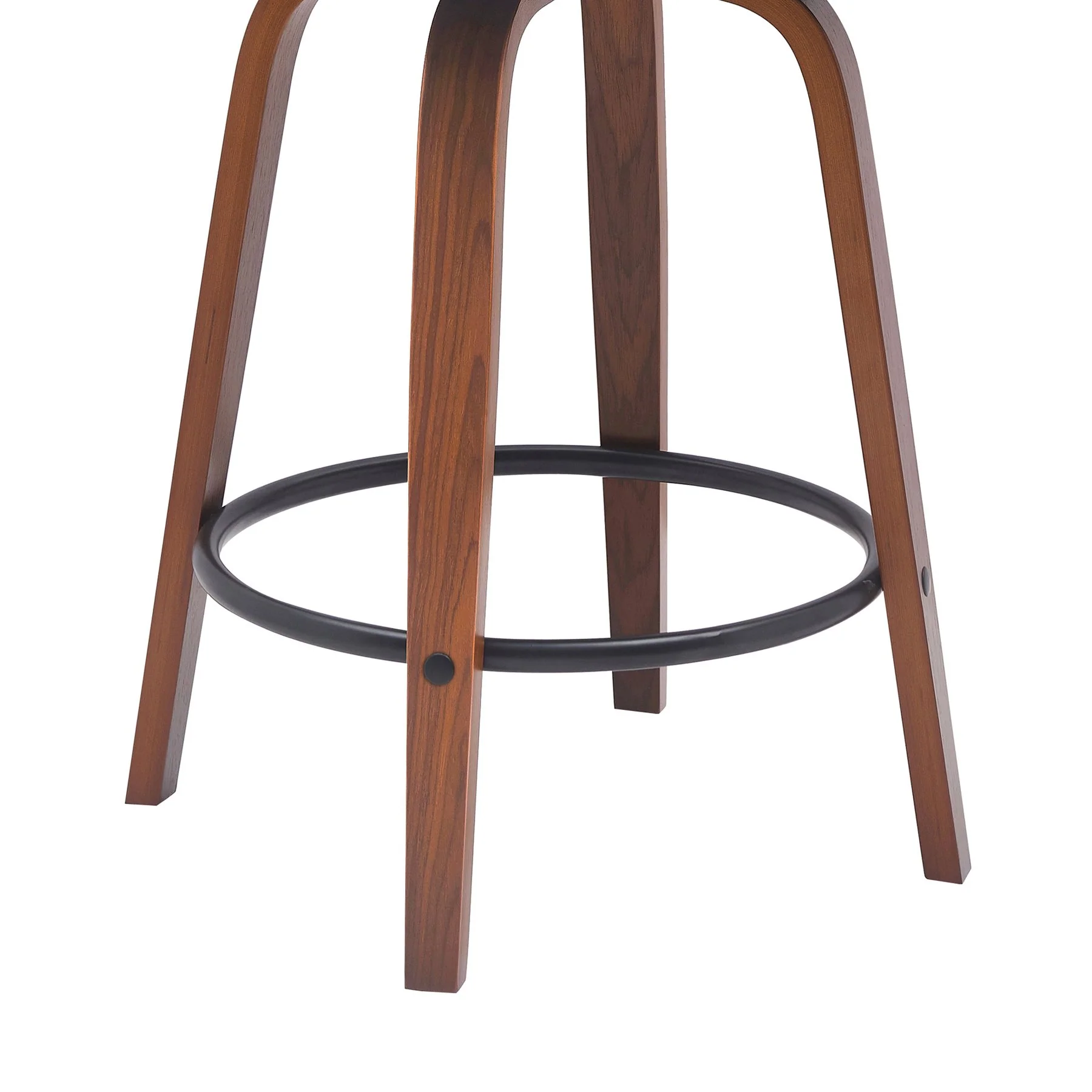 Diana 26" Swivel Walnut Wood Counter Stool in Cream Faux Leather - Image 7
