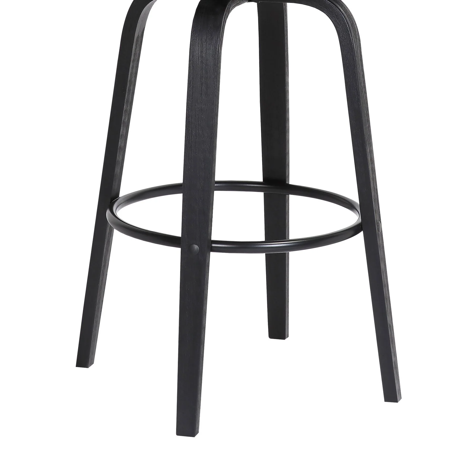 Diana 30" Swivel Black Wood Bar Stool in Light Gray Fabric - Image 8