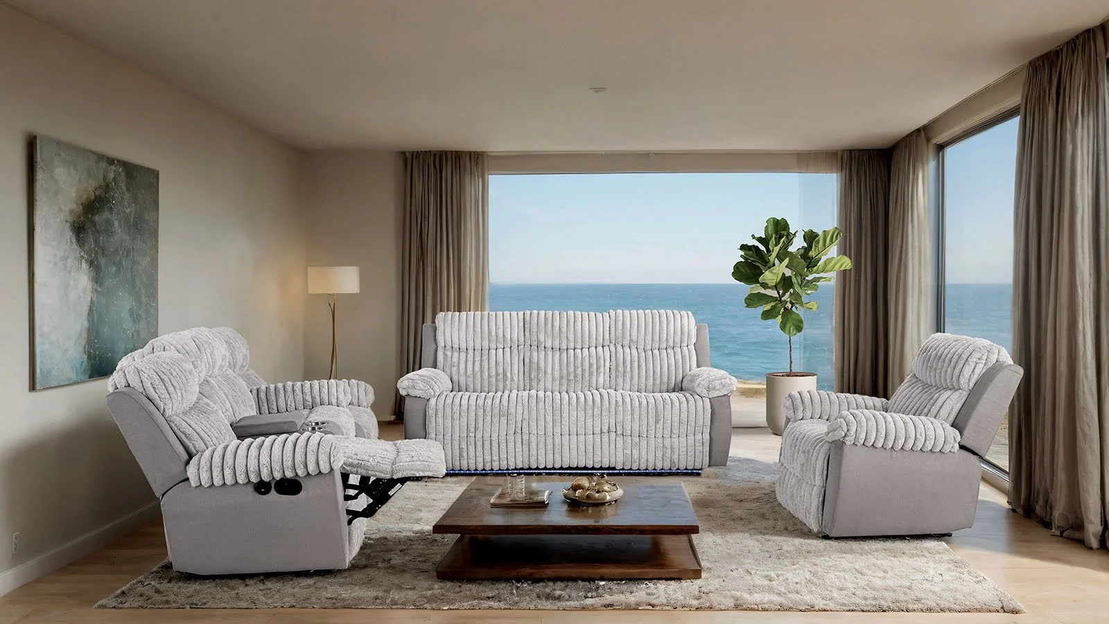 Dionysus Manual Reclining Loveseat w/ Console, USB & LED