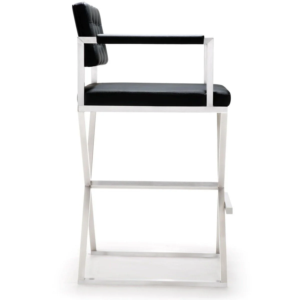 Director Black Performance Vegan Leather and Stainless Steel Barstool - Image 4