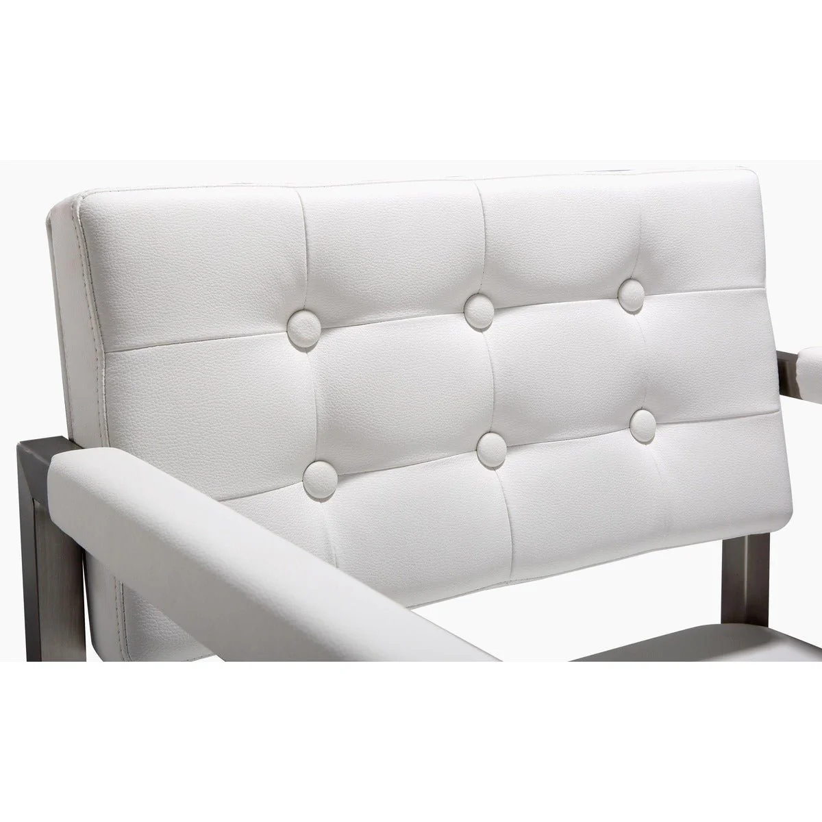 Director White Performance Vegan Leather and Stainless Steel Barstool - Image 6