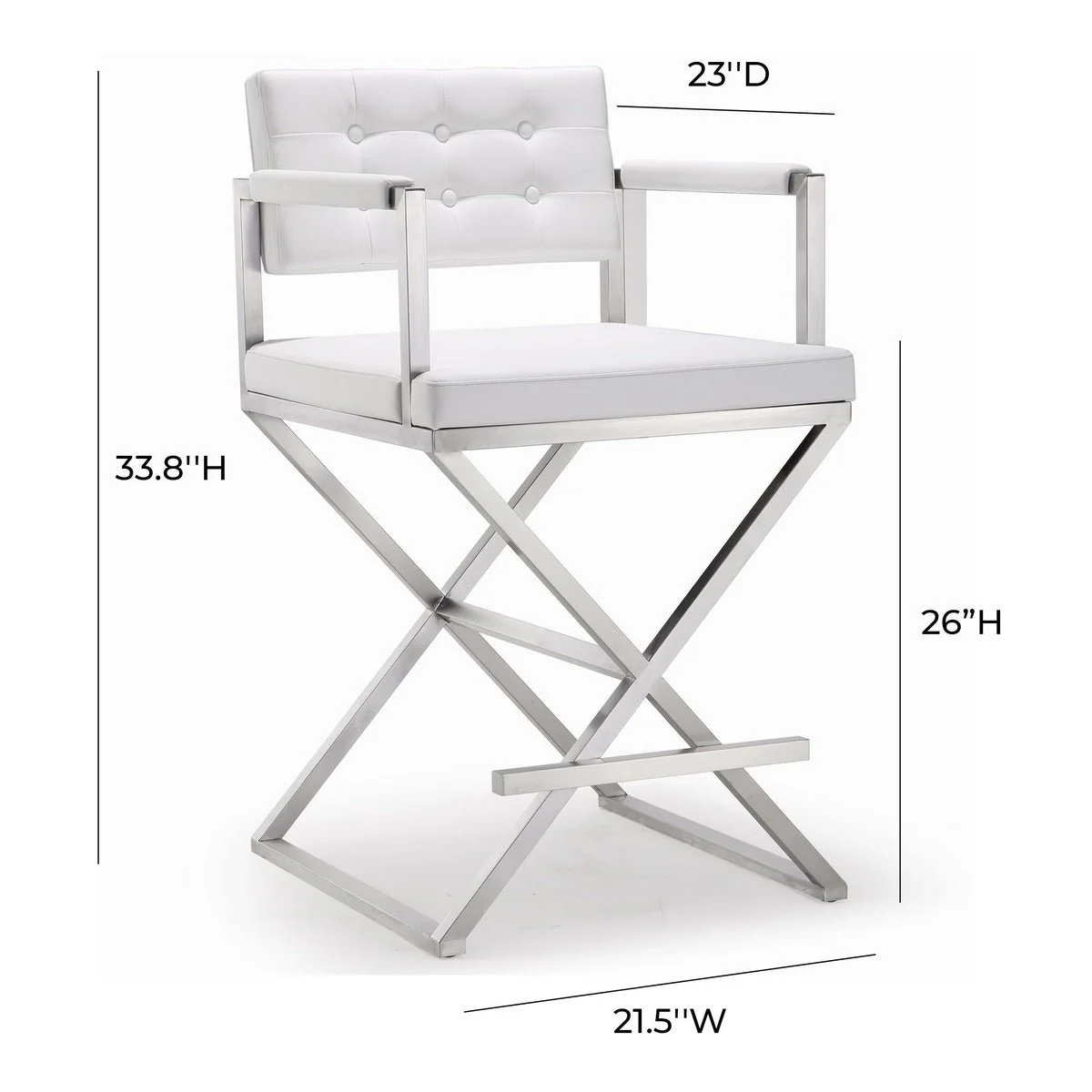 Director White Performance Vegan Leather and Stainless Steel Counter Stool - Image 8