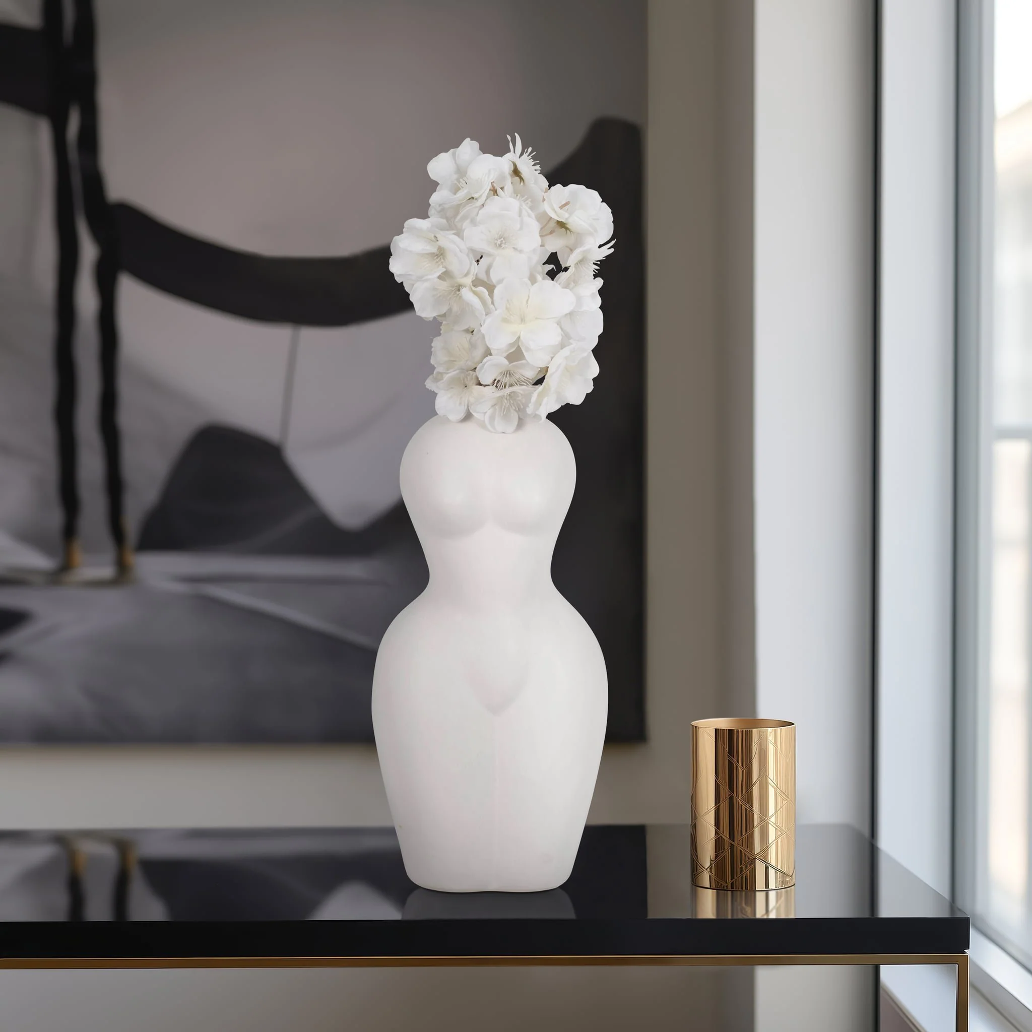 Dol, 12"h Torso Vase, White - Image 11