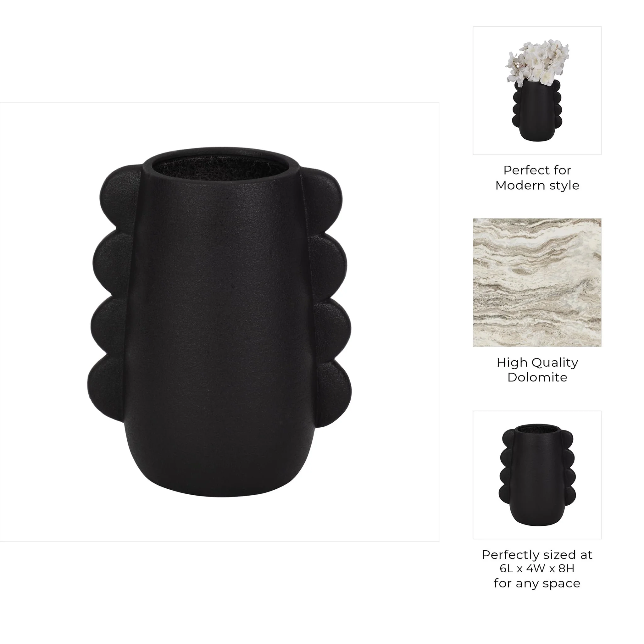 Dol, 7" Eared Vase, Black - Image 9