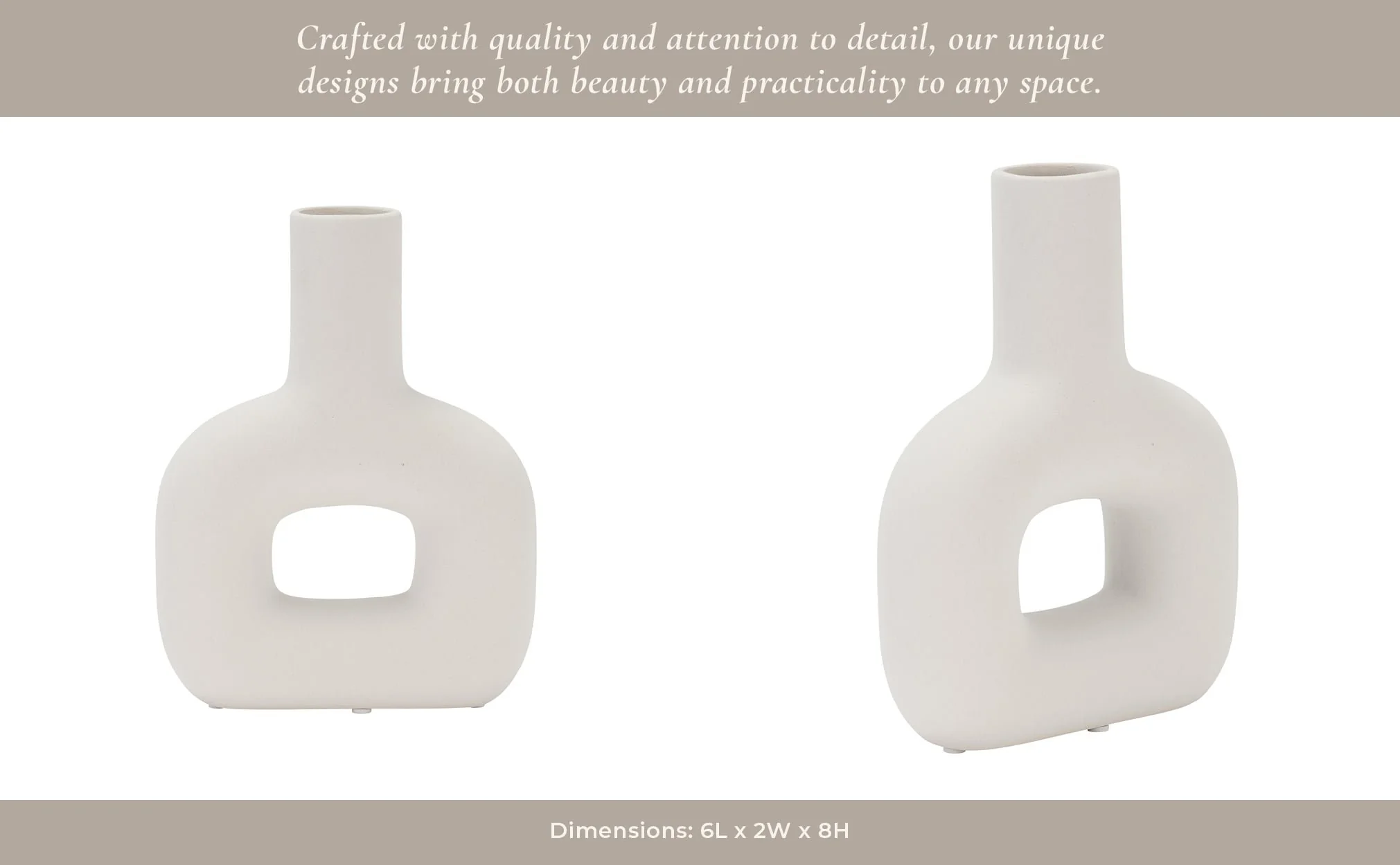 Dol, 8" Open Cut Vase, White - Image 13
