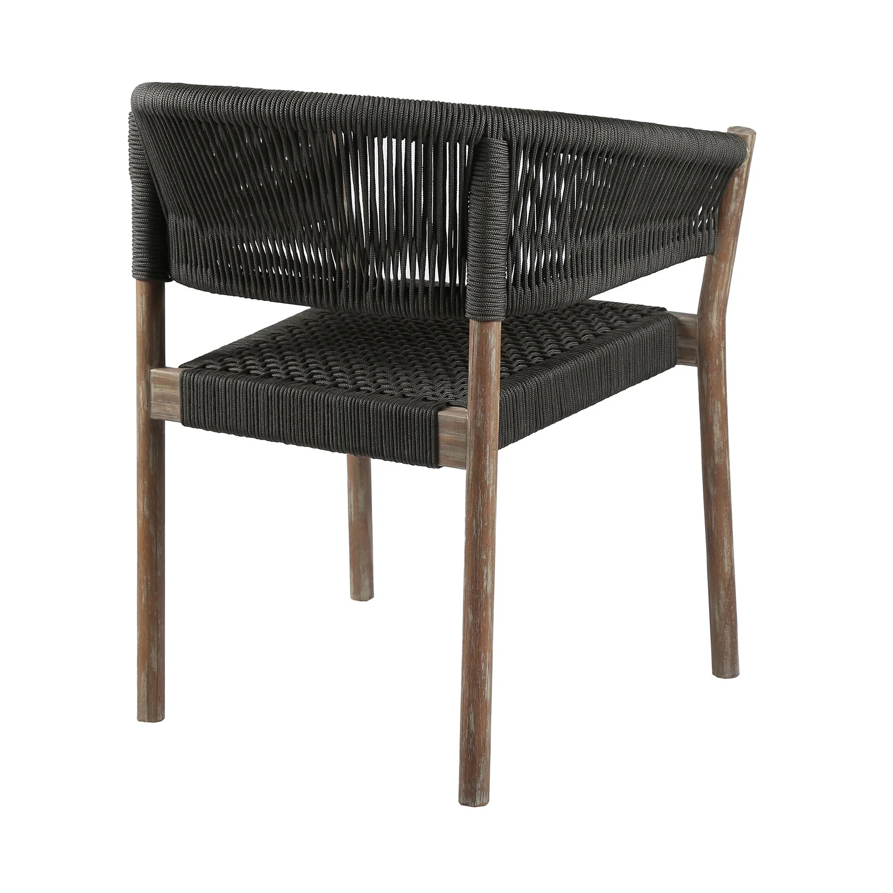 Doris Outdoor Patio Dining Chair in Light Eucalyptus Wood with Charcoal Rope - Set of 2 - Image 3