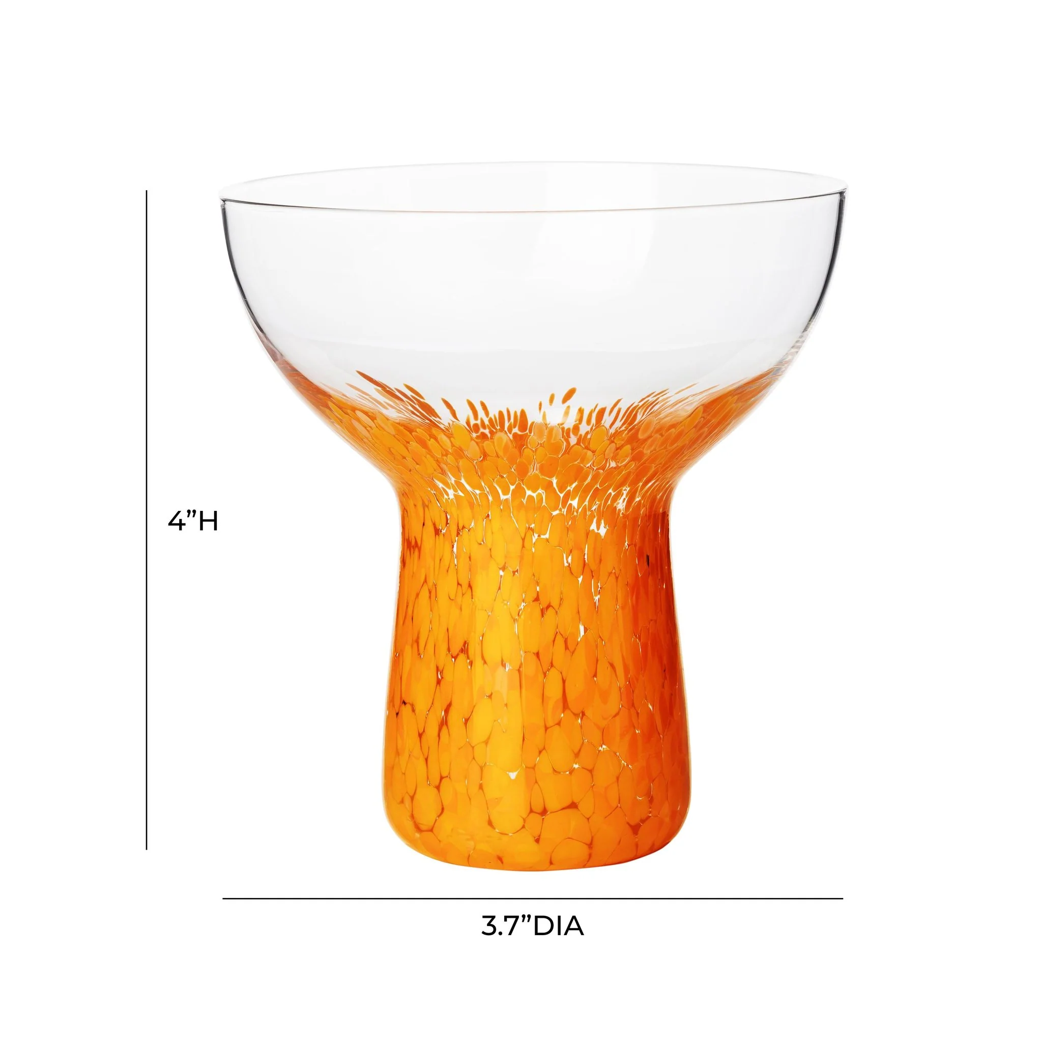 Dottie Clear Orange Dots Handblown Cocktail Glass - Set of 4 - Image 6