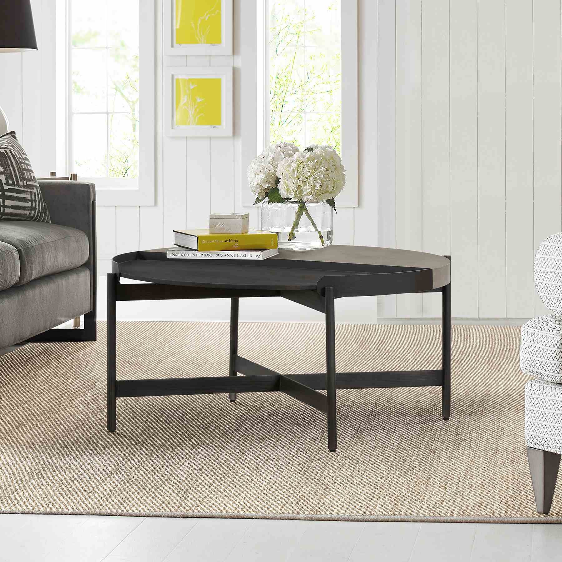 Dua Concrete and Metal Round Modern Coffee Table - Image 7