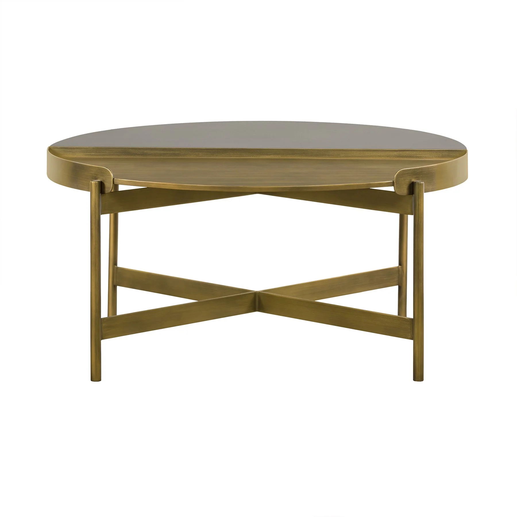 Dua Gray Concrete Coffee Table with Antique Brass - Image 2