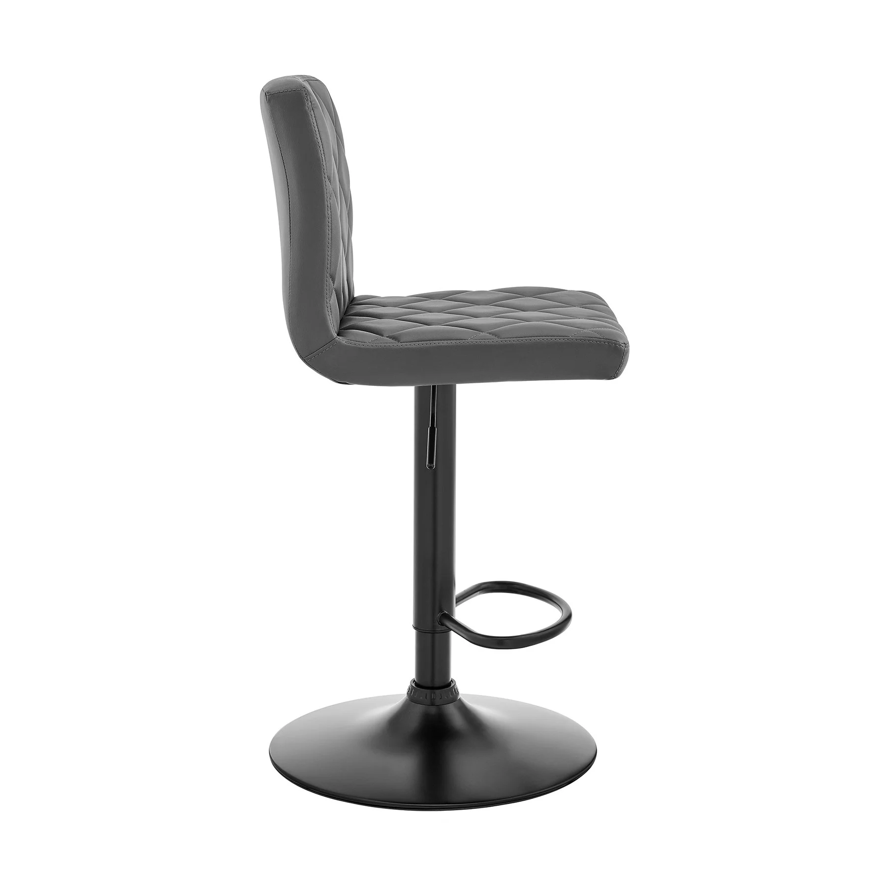 Duval Adjustable Gray Faux Leather Swivel Bar Stool - Image 3