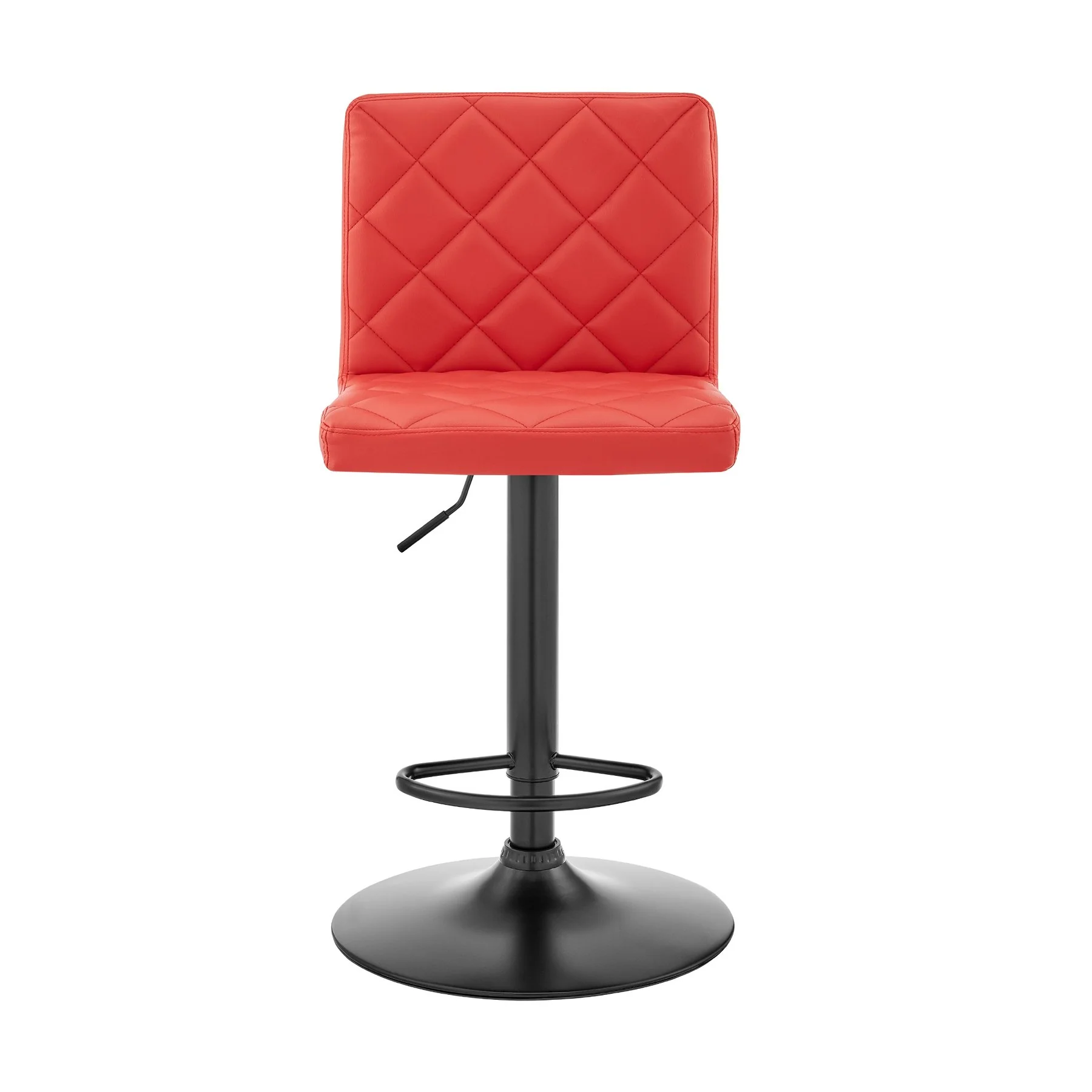 Duval Adjustable Red Faux Leather Swivel Bar Stool - Image 2