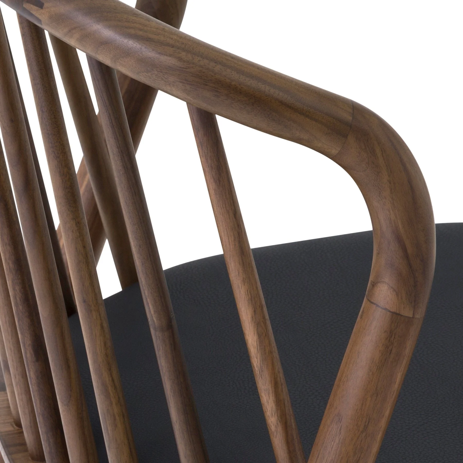 Echo Walnut Wood and Black Faux Leather Dining Chairs - Set of 2 - Image 10