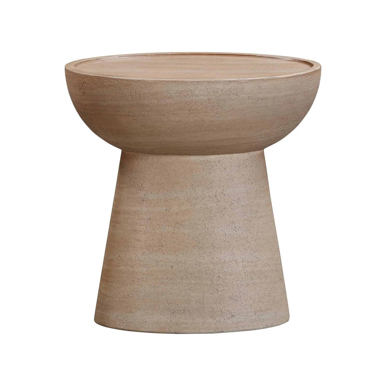 Eclipse Textured Faux Travertine Indoor / Outdoor Side Table - Image 3