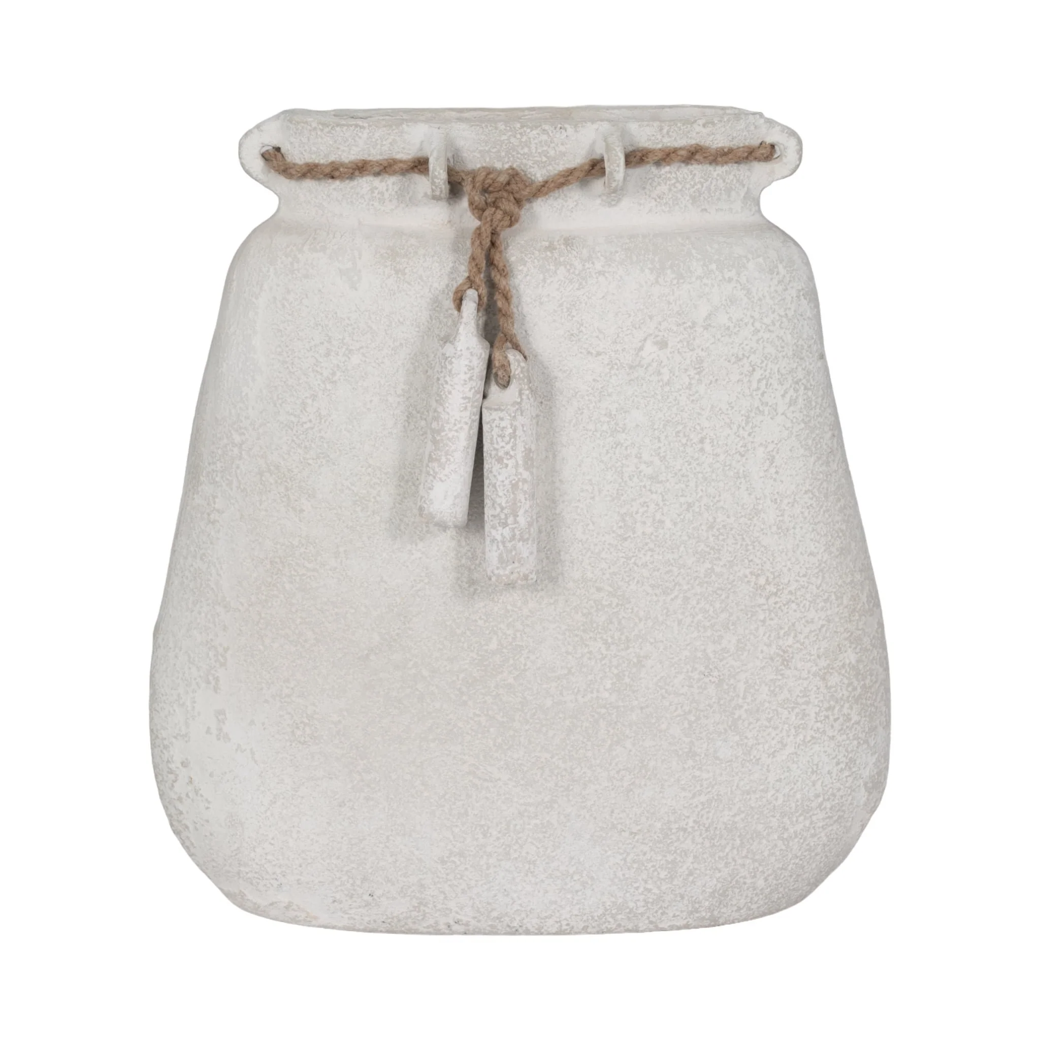 Ecomix, 16"h Vase W/ Jute Detail, White