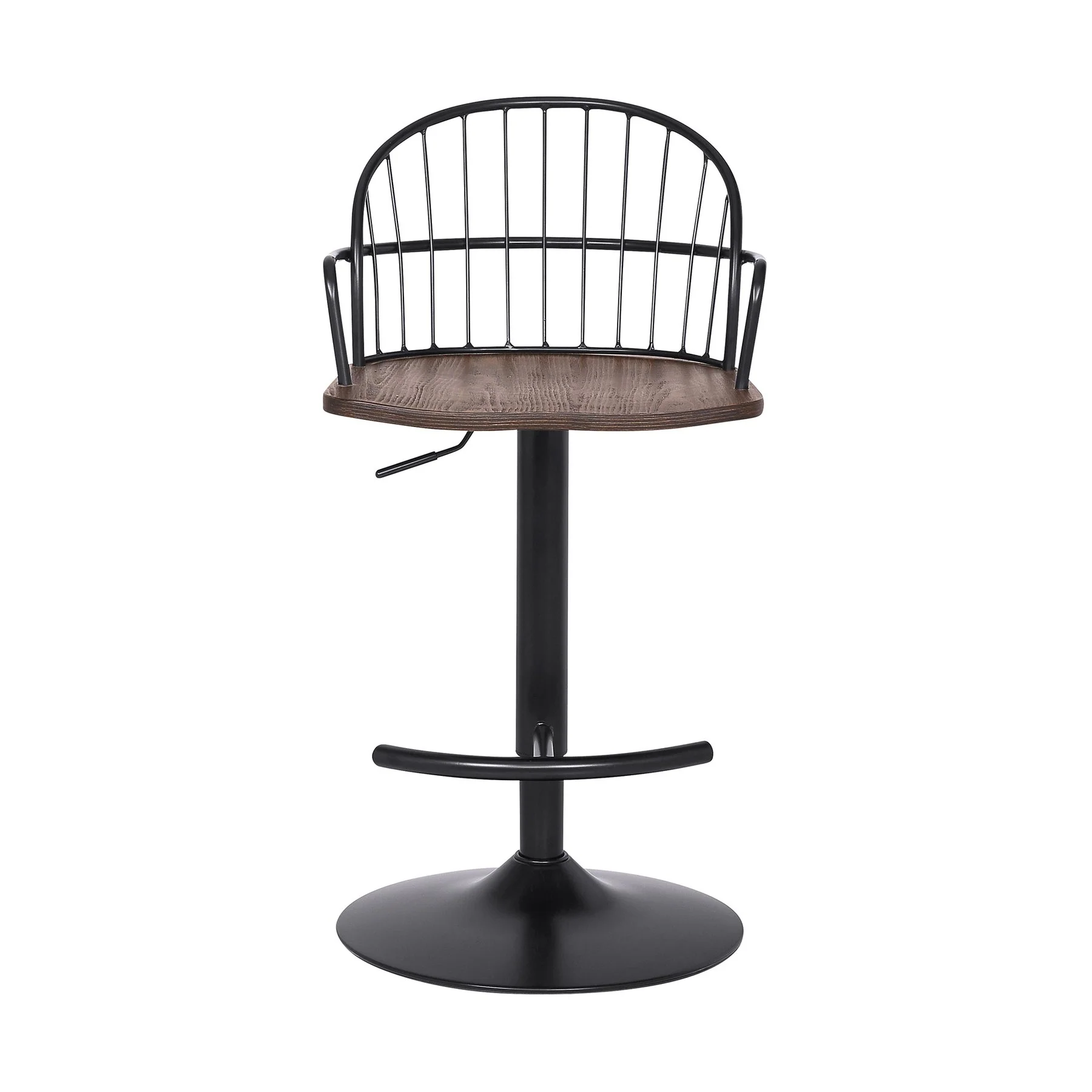 Edward Adjustable Walnut Glazed Barstool in Black Powder Coated Finish - Image 2