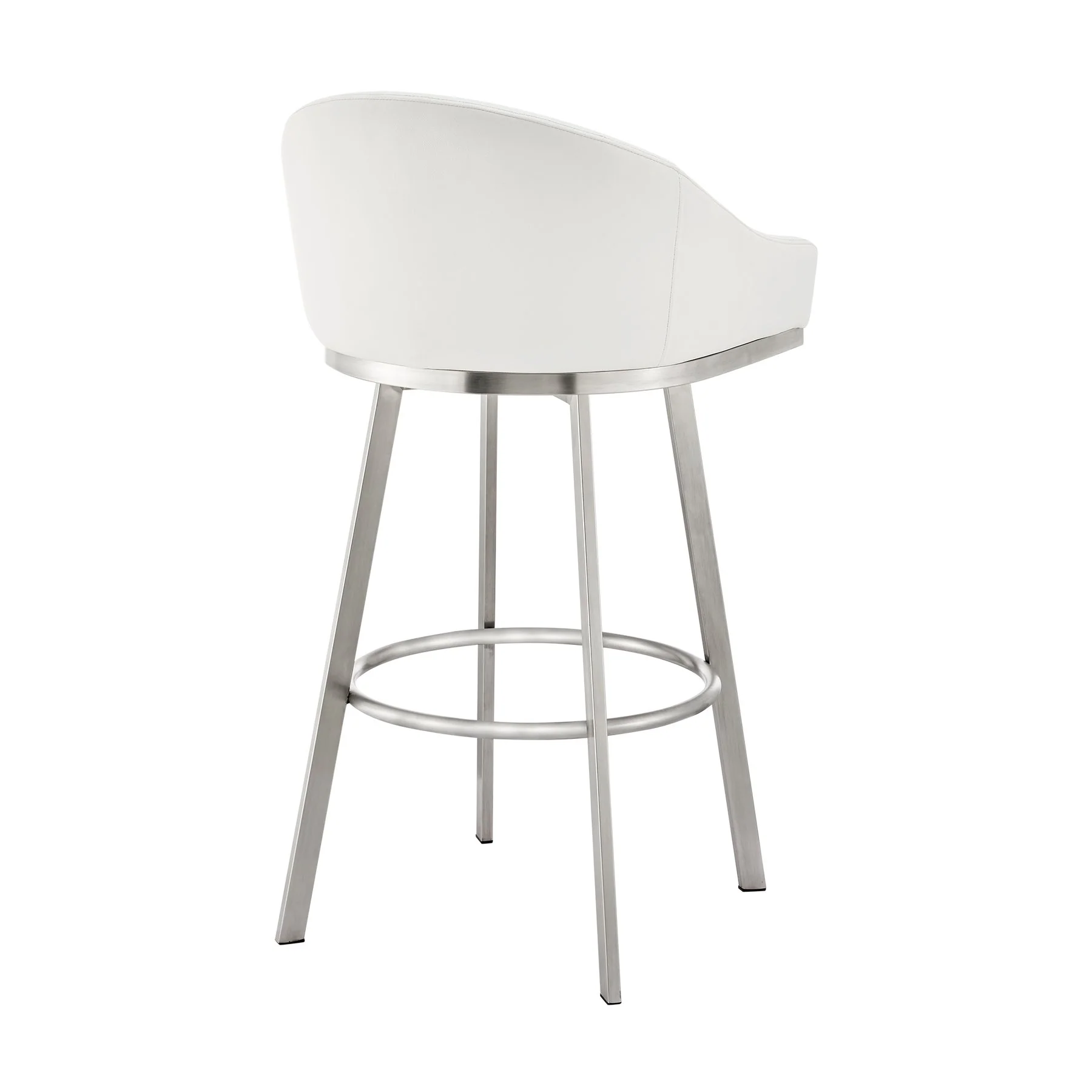 Eleanor 30" Swivel Bar Stool in Brushed Stainless Steel with White Faux Leather - Image 4