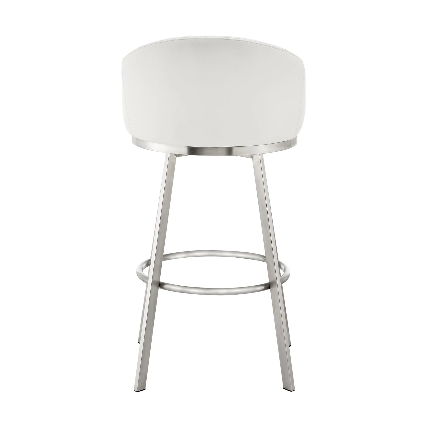 Eleanor 30" Swivel Bar Stool in Brushed Stainless Steel with White Faux Leather - Image 5
