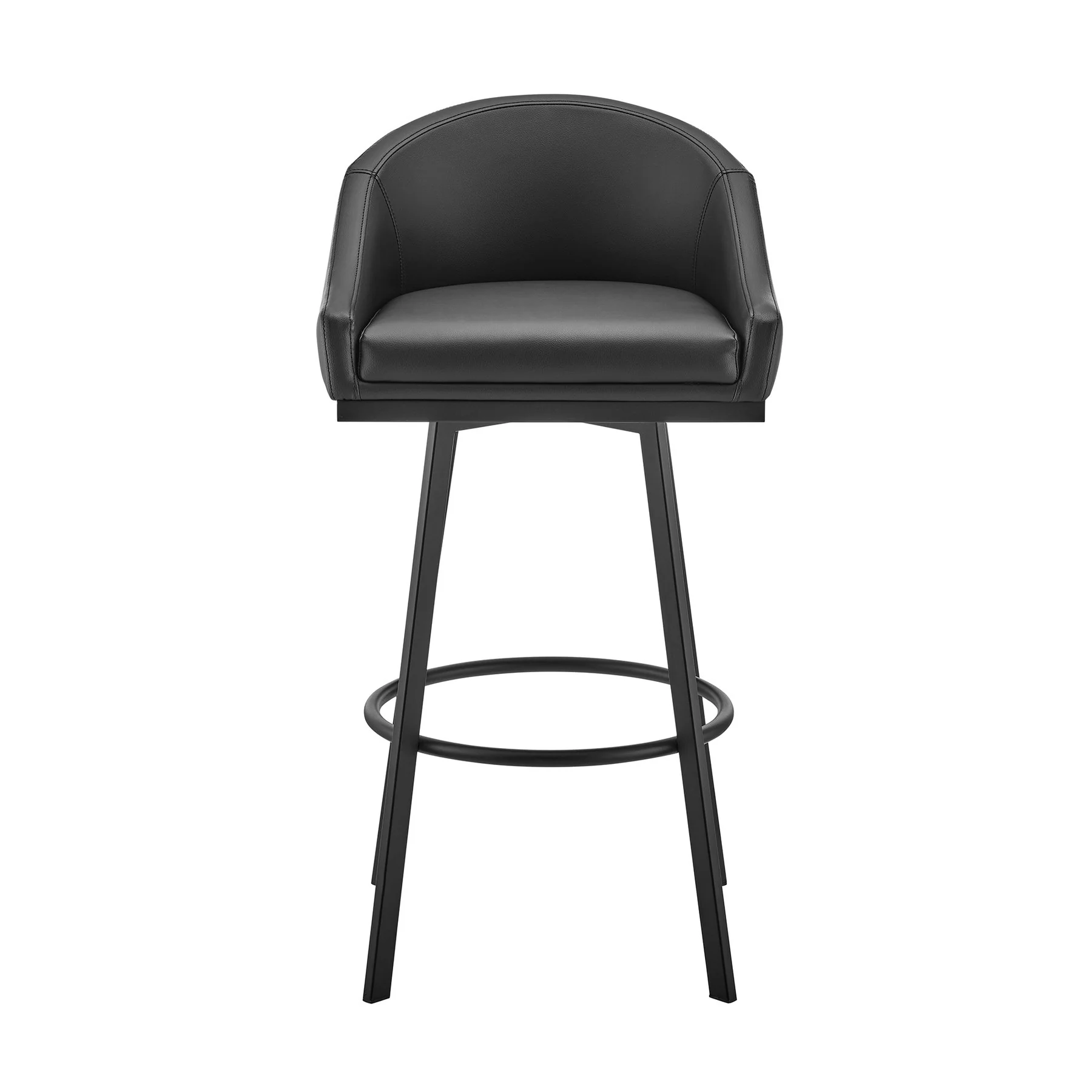 Eleanor Swivel Bar Stool in Black Metal with Black Faux Leather - Image 2