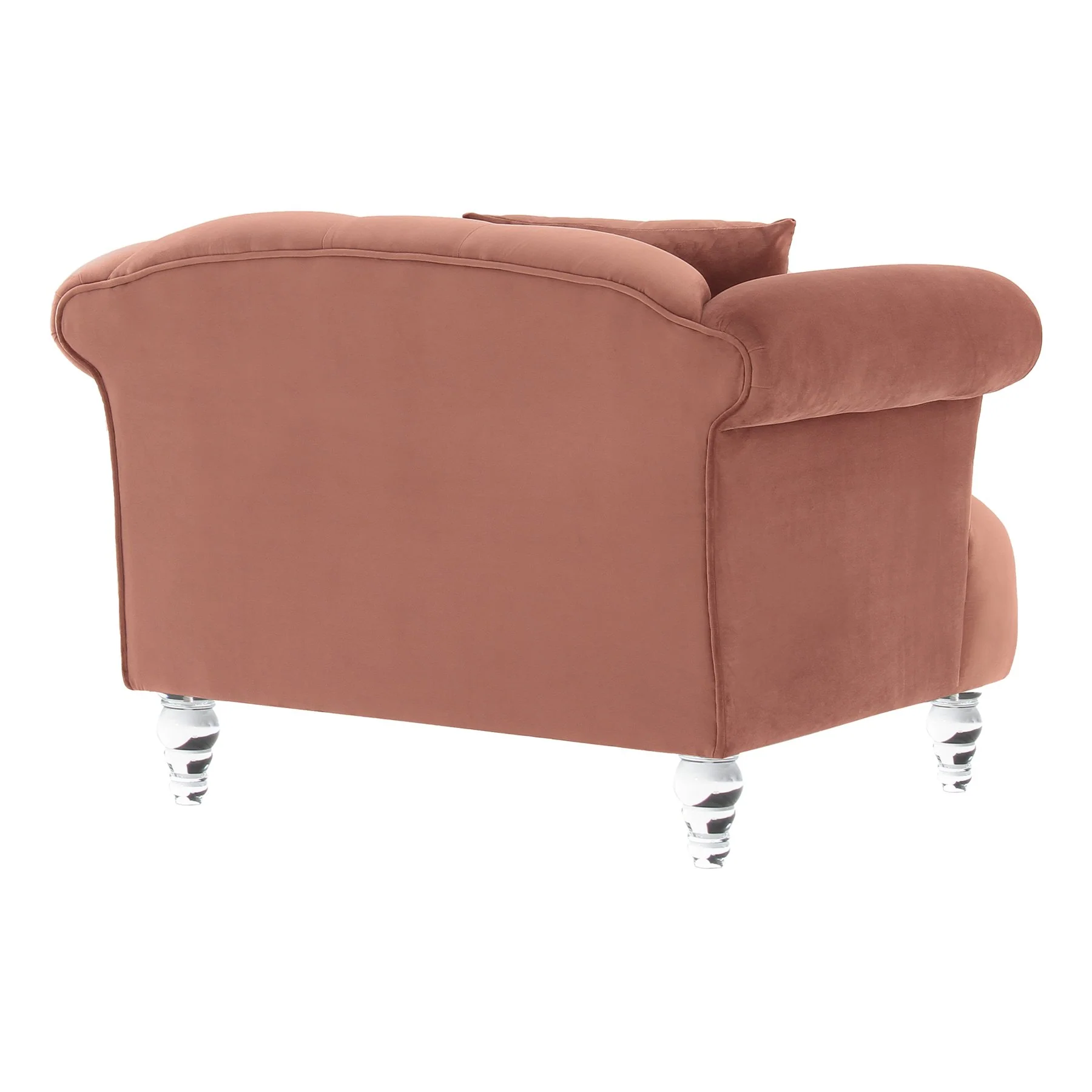 Elegance Contemporary Chair in Blush Velvet with Acrylic Legs - Image 3