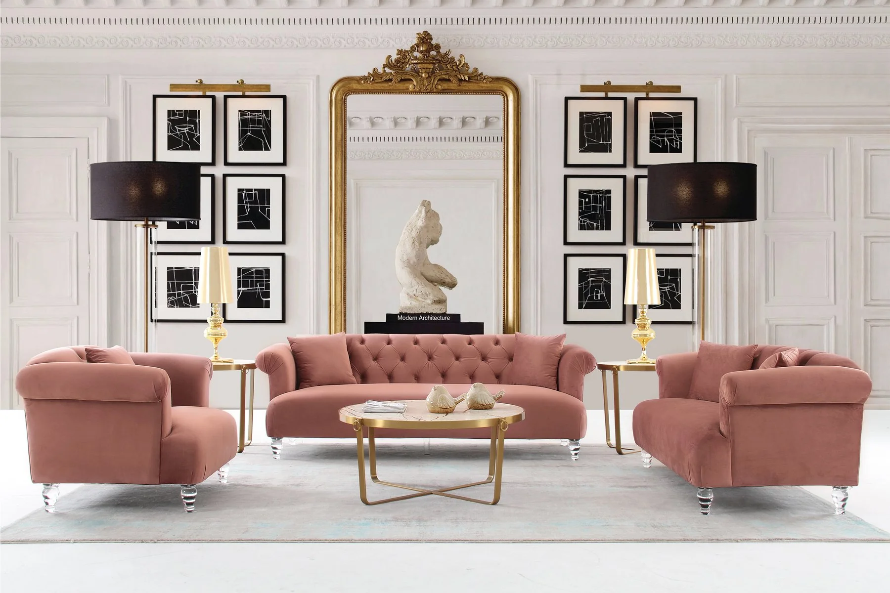 Elegance Contemporary Chair in Blush Velvet with Acrylic Legs - Image 5